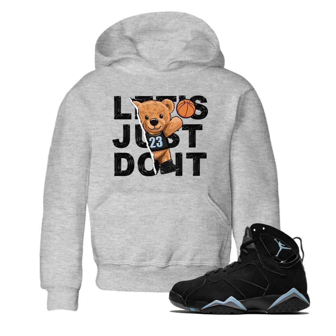 Air Jordan 7 Chambray shirt to match jordans Rip Out Bear Streetwear Sneaker Shirt AJ7 Chambray Drip Gear Zone Sneaker Matching Clothing Baby Toddler Heather Grey 1 T-Shirt