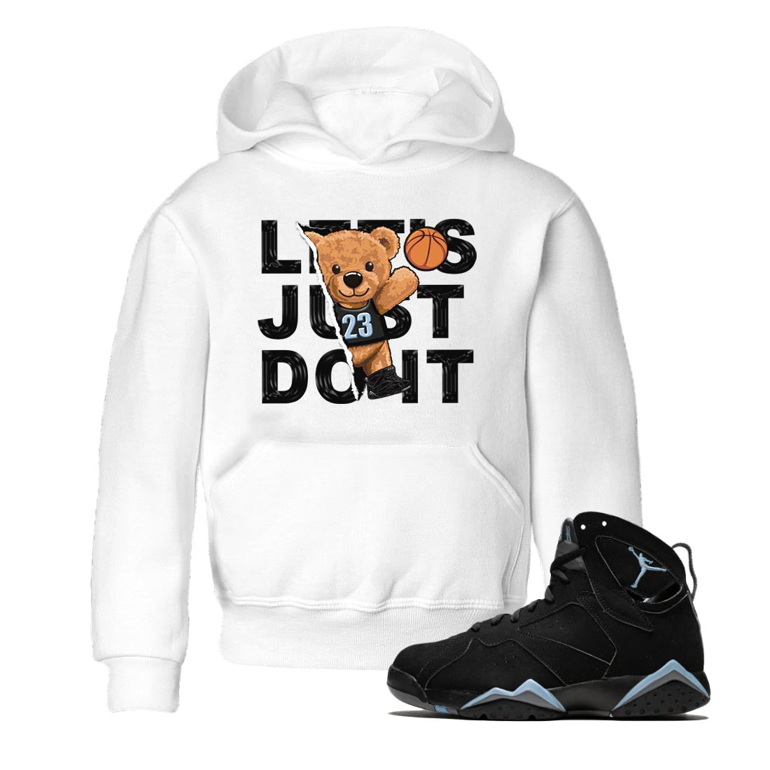 Air Jordan 7 Chambray shirt to match jordans Rip Out Bear Streetwear Sneaker Shirt AJ7 Chambray Drip Gear Zone Sneaker Matching Clothing Baby Toddler White 1 T-Shirt