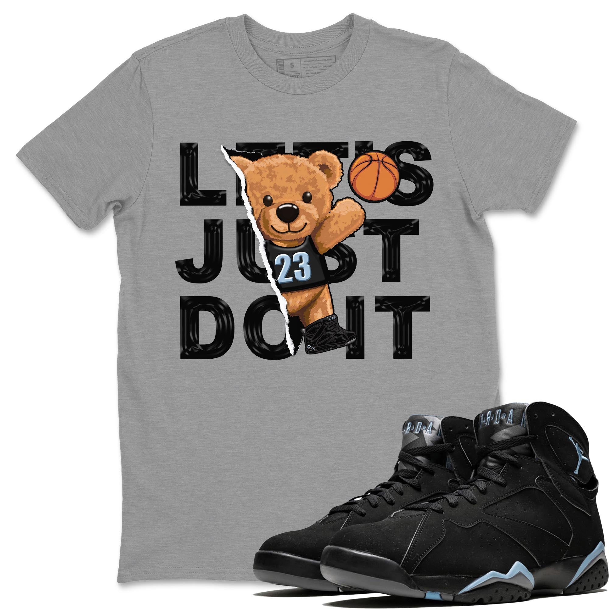 Air Jordan 7 Chambray shirt to match jordans Rip Out Bear Streetwear Sneaker Shirt AJ7 Chambray Drip Gear Zone Sneaker Matching Clothing Unisex Heather Grey 1 T-Shirt