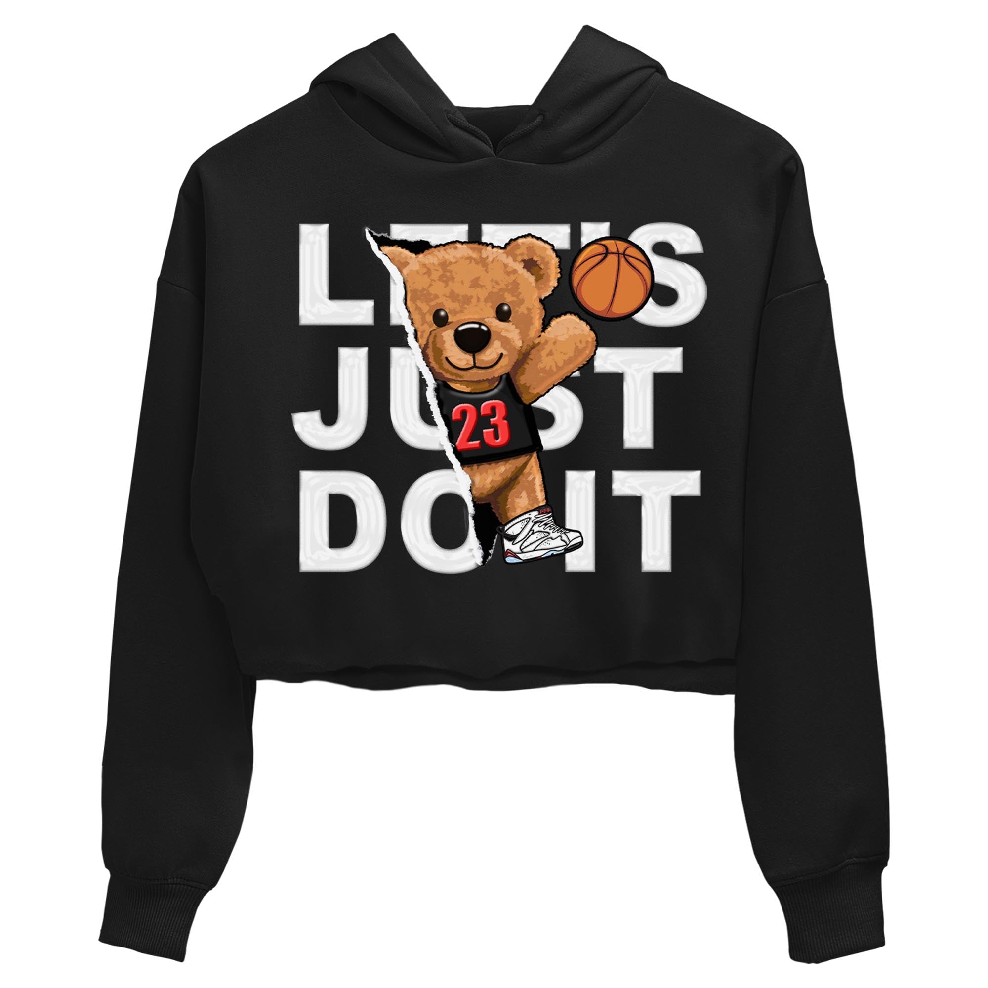 Air Jordan 7 White Infrared shirt to match jordans Rip Out Bear Streetwear Sneaker Shirt White Infrared 7s Drip Gear Zone Sneaker Matching Clothing Black 2 Crop T-Shirt