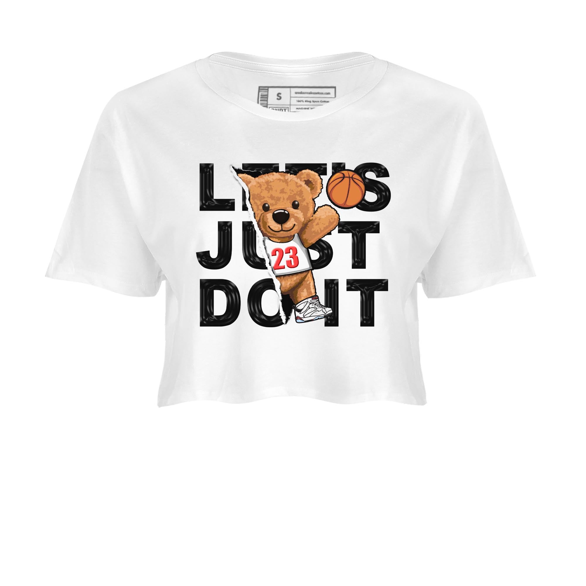 Air Jordan 7 White Infrared shirt to match jordans Rip Out Bear Streetwear Sneaker Shirt White Infrared 7s Drip Gear Zone Sneaker Matching Clothing White 2 Crop T-Shirt