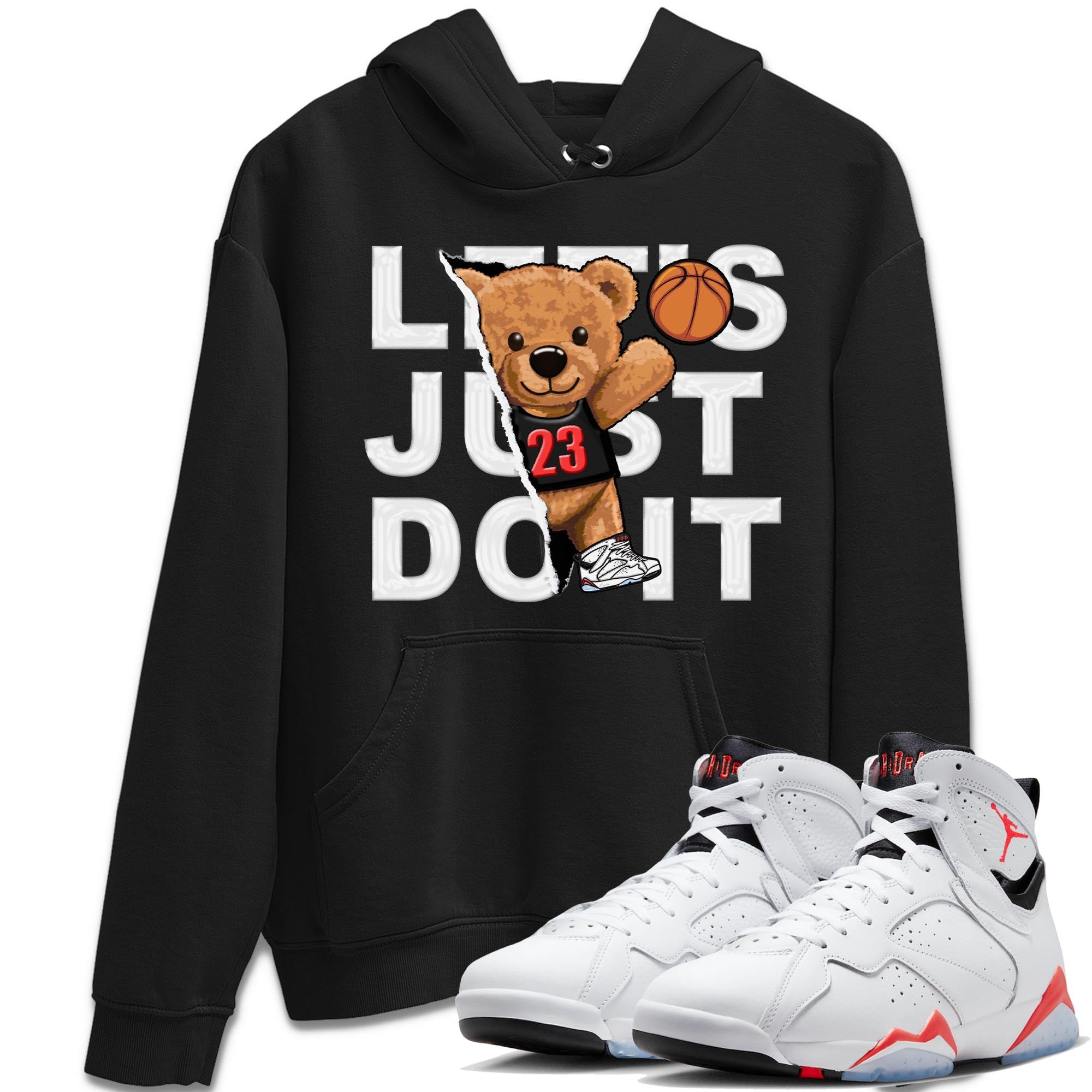 Air Jordan 7 White Infrared shirt to match jordans Rip Out Bear Streetwear Sneaker Shirt White Infrared 7s Drip Gear Zone Sneaker Matching Clothing Unisex Black 1 T-Shirt