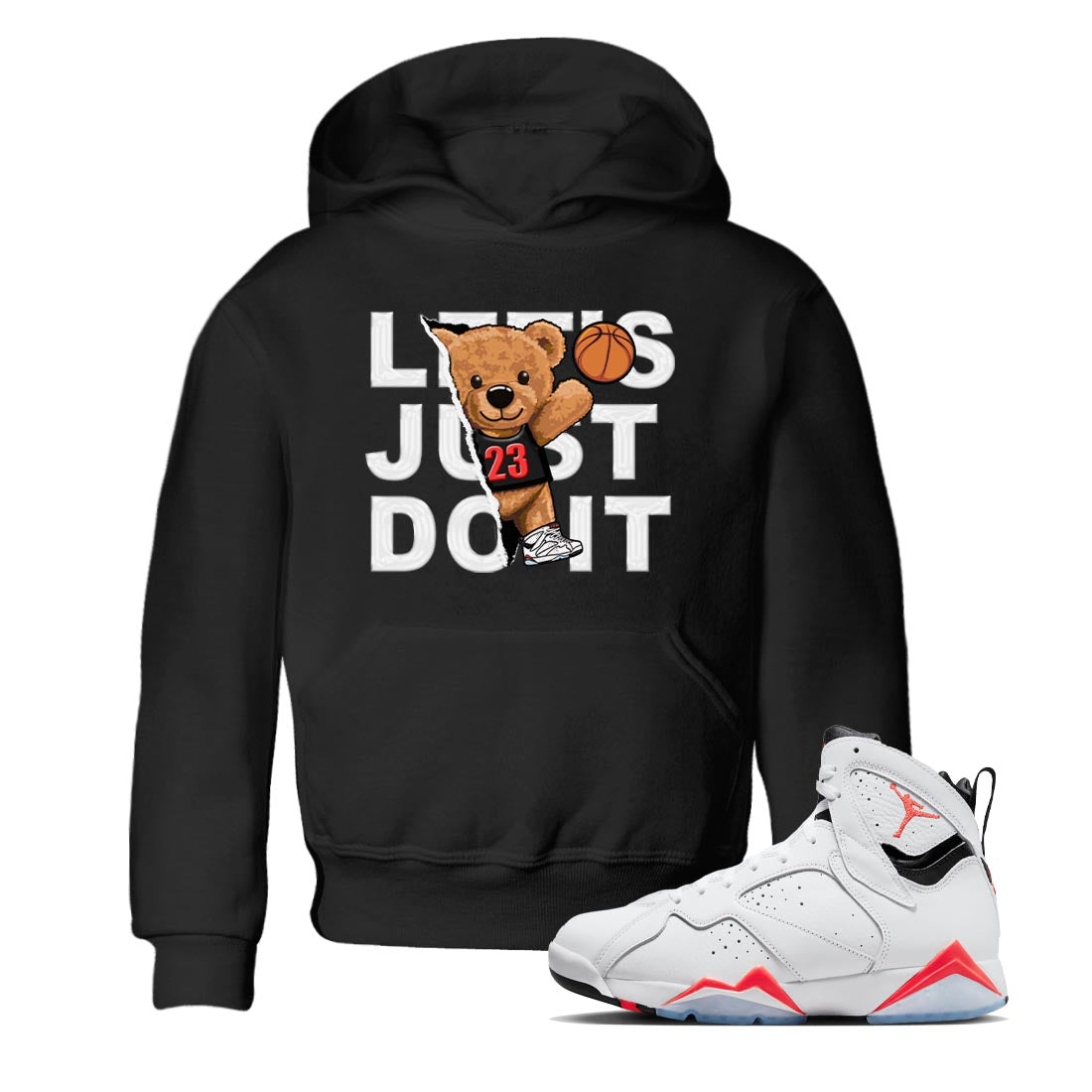 Air Jordan 7 White Infrared shirt to match jordans Rip Out Bear Streetwear Sneaker Shirt White Infrared 7s Drip Gear Zone Sneaker Matching Clothing Baby Toddler Black 1 T-Shirt