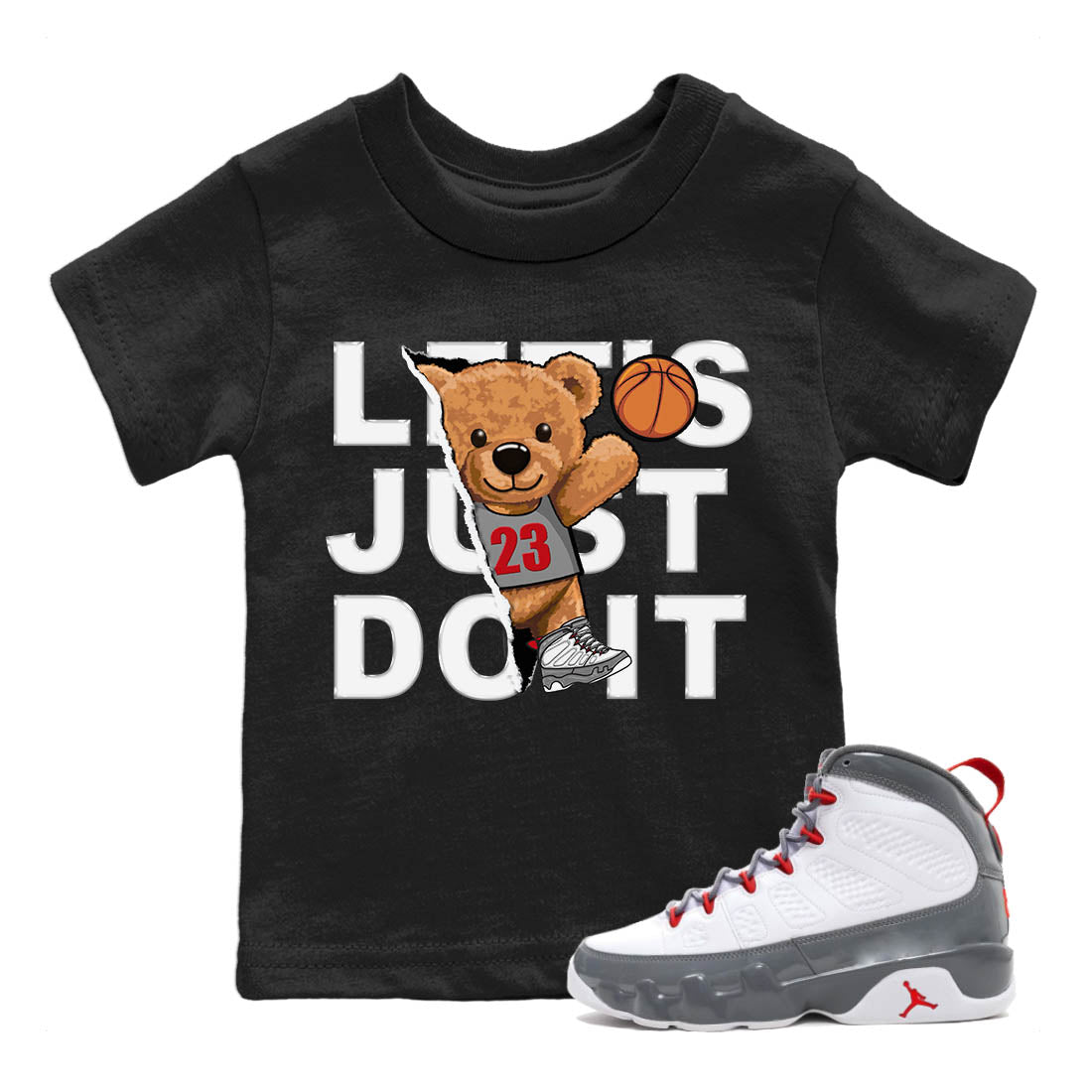 Jordan 9 Fire Red Shirt To Match Jordans Rip Out Bear Sneaker Tees Jordan 9 Fire Red Drip Gear Zone Sneaker Matching Clothing Kids Shirts
