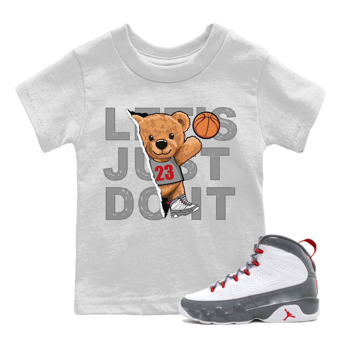 Jordan 9 Fire Red Shirt To Match Jordans Rip Out Bear Sneaker Tees Jordan 9 Fire Red Drip Gear Zone Sneaker Matching Clothing Kids Shirts