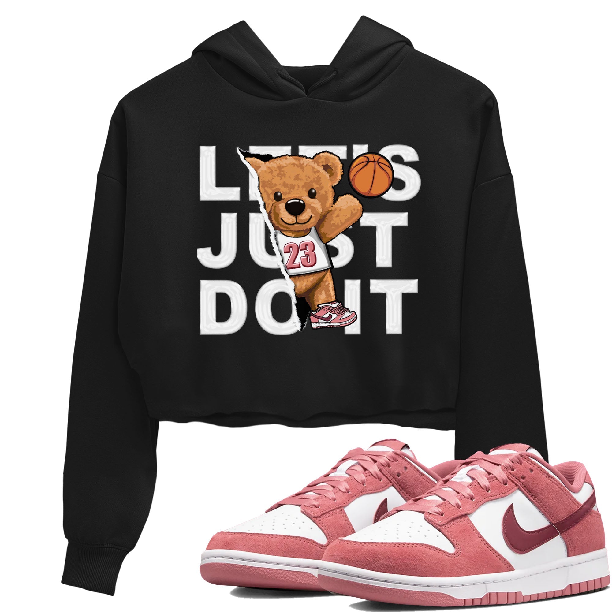 Dunk Valentine's Day shirt to match jordans Rip Out Bear sneaker tees Dunks Valentine's Day Drip Gear Zone Black 1 crop length shirt