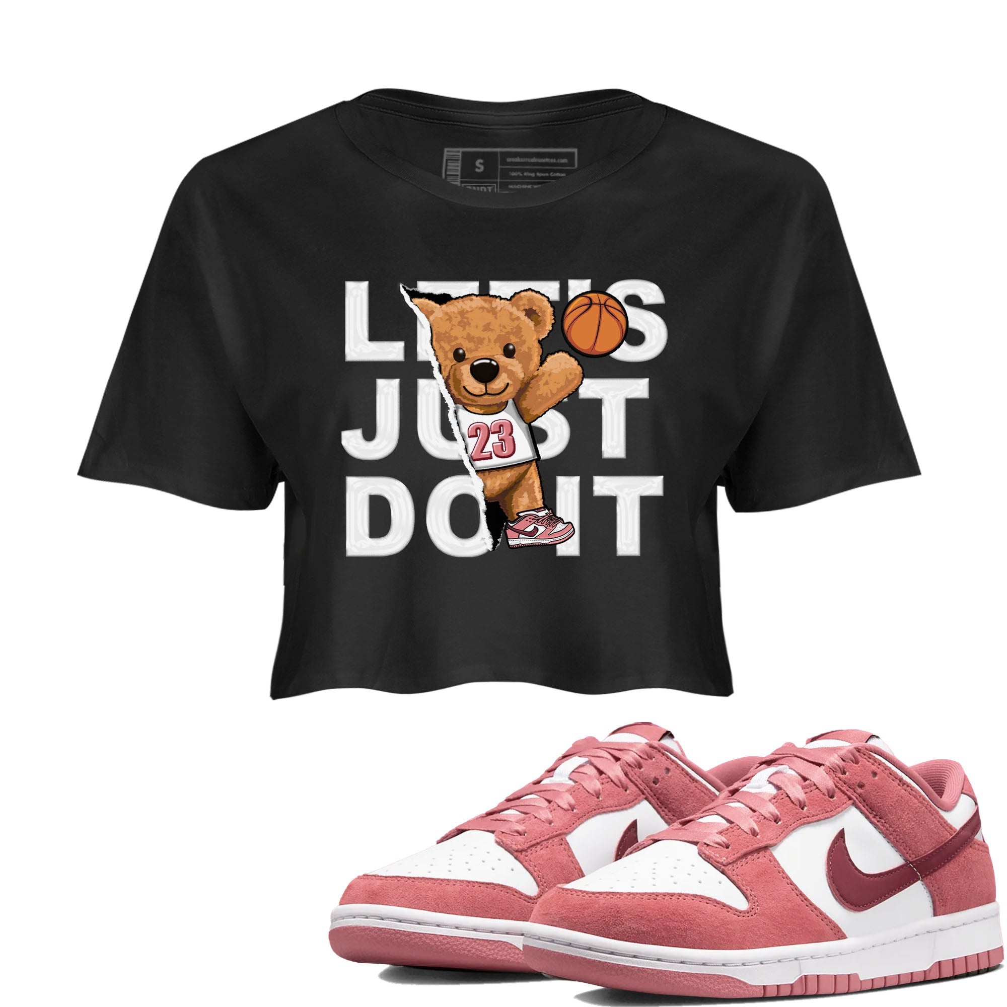Dunk Valentine's Day shirt to match jordans Rip Out Bear sneaker tees Dunks Valentine's Day Drip Gear Zone Black 1 crop length shirt