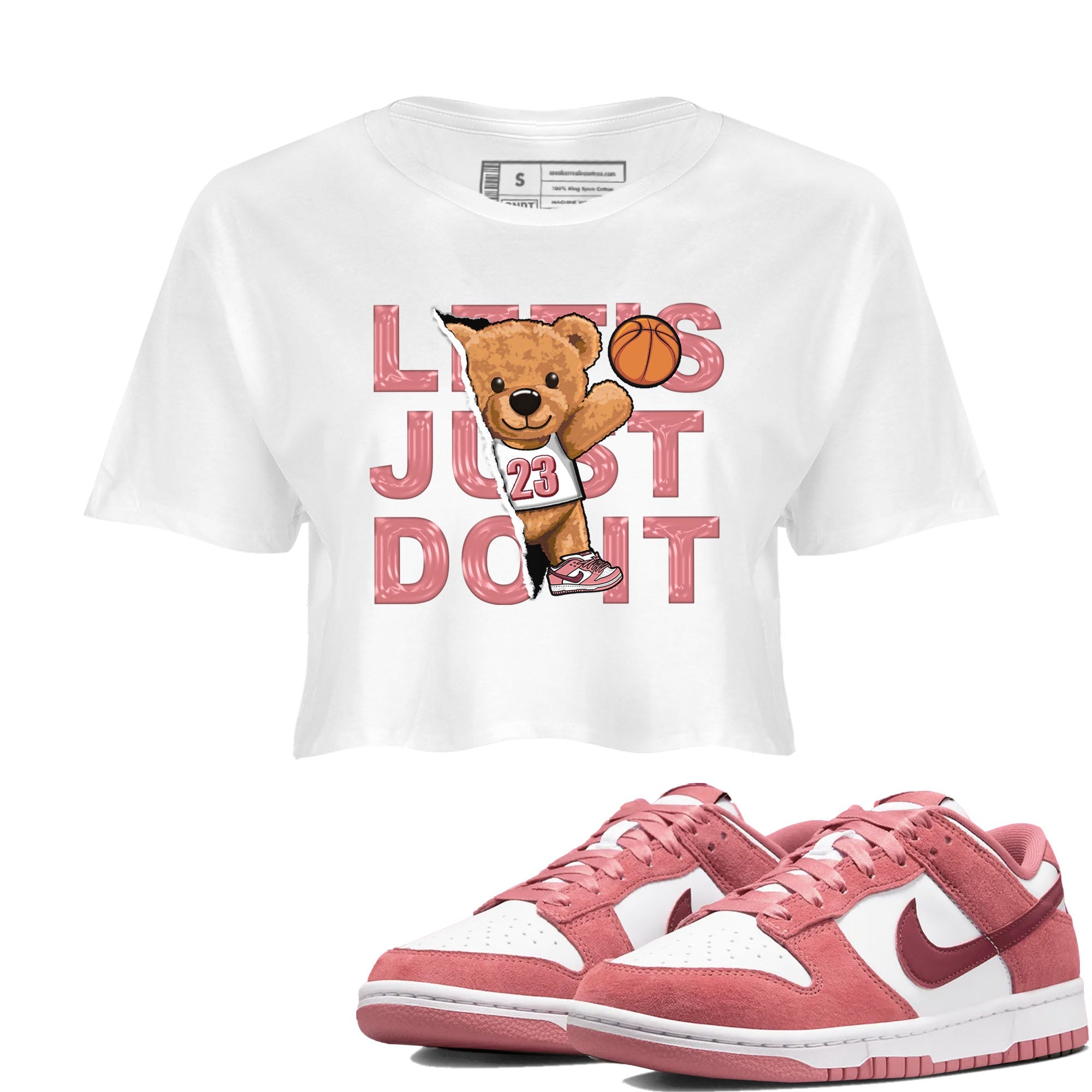 Dunk Valentine's Day shirt to match jordans Rip Out Bear sneaker tees Dunks Valentine's Day Drip Gear Zone White 1 crop length shirt
