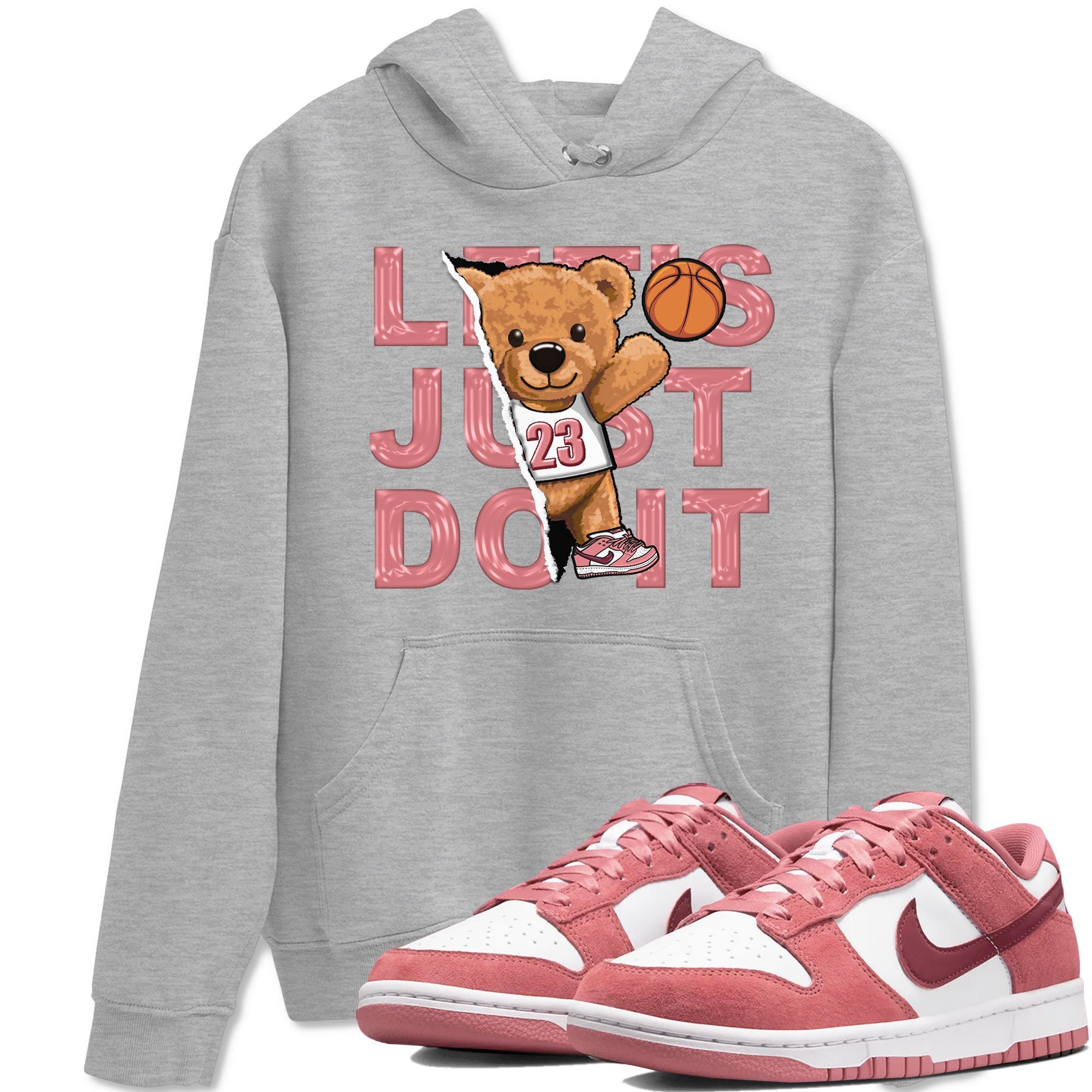 Dunk Valentine's Day shirt to match jordans Rip Out Bear sneaker tees Dunks Valentine's Day Drip Gear Zone unisex cotton Heather Grey 1 crew neck shirt
