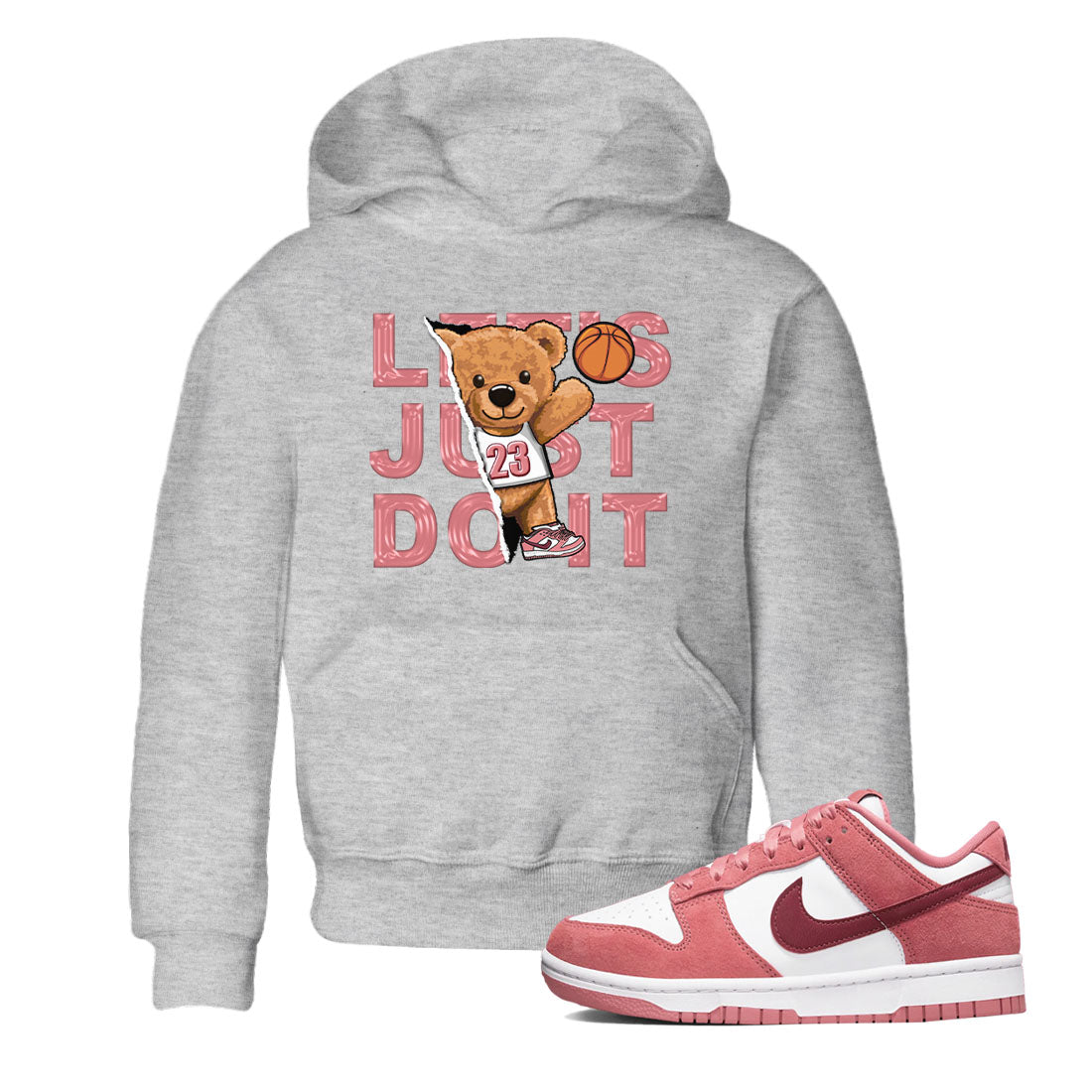 Dunk Valentine's Day shirt to match jordans Rip Out Bear sneaker tees Dunks Valentine's Day Drip Gear Zone baby toddler Heather Grey 1 cotton Shirt