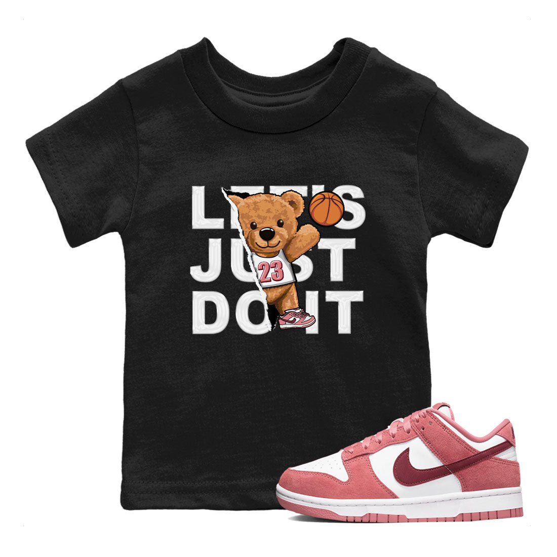 Dunk Valentine's Day shirt to match jordans Rip Out Bear sneaker tees Dunks Valentine's Day Drip Gear Zone baby toddler Black 1 cotton Shirt