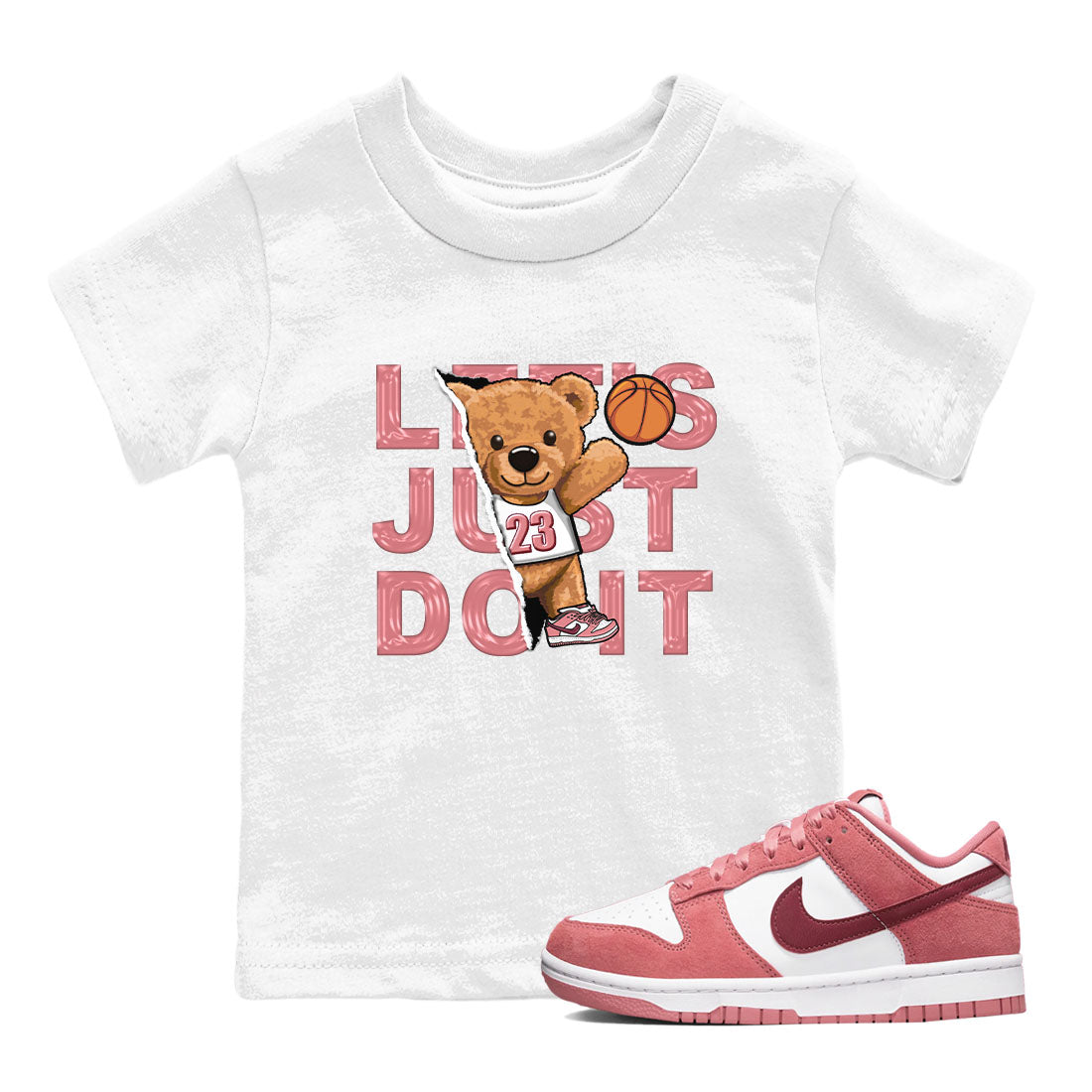 Dunk Valentine's Day shirt to match jordans Rip Out Bear sneaker tees Dunks Valentine's Day Drip Gear Zone baby toddler White 1 cotton Shirt