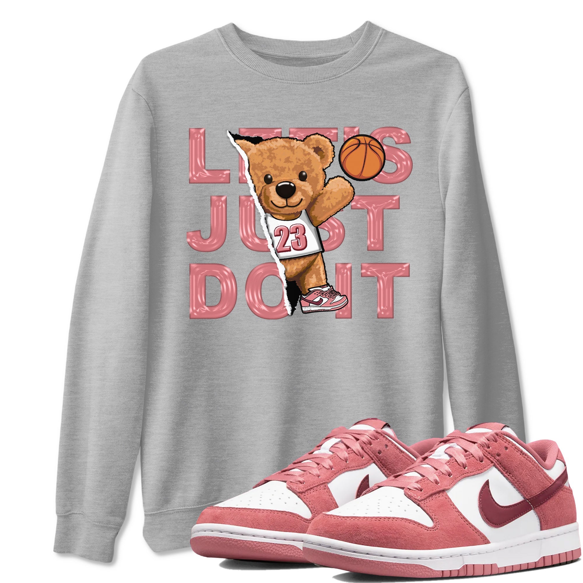Dunk Valentine's Day shirt to match jordans Rip Out Bear sneaker tees Dunks Valentine's Day Drip Gear Zone unisex cotton Heather Grey 1 crew neck shirt