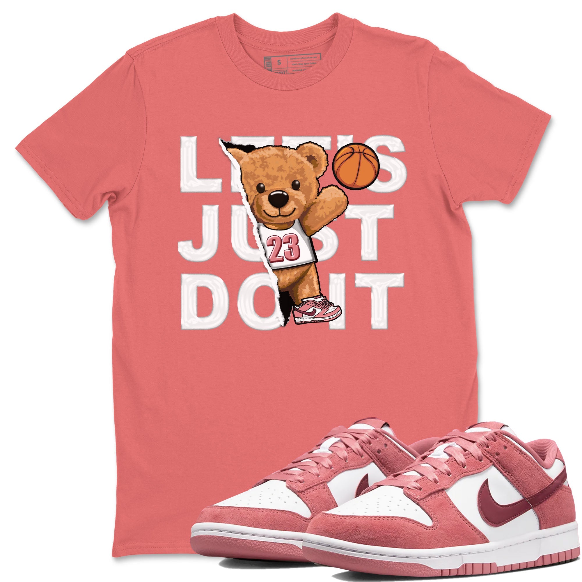 Dunk Valentine's Day shirt to match jordans Rip Out Bear sneaker tees Dunks Valentine's Day Drip Gear Zone unisex cotton Coral 1 crew neck shirt