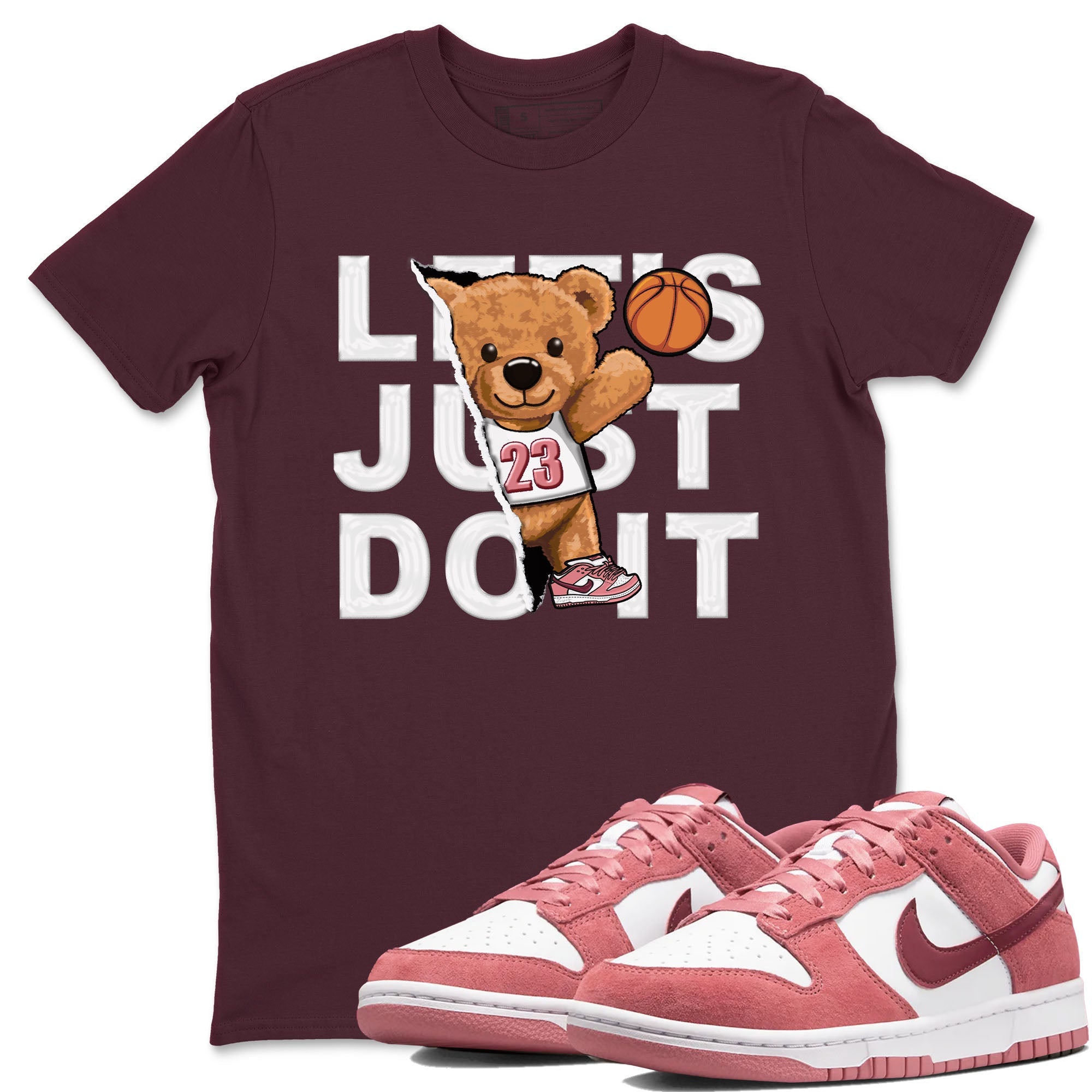Dunk Valentine's Day shirt to match jordans Rip Out Bear sneaker tees Dunks Valentine's Day Drip Gear Zone unisex cotton Maroon 1 crew neck shirt