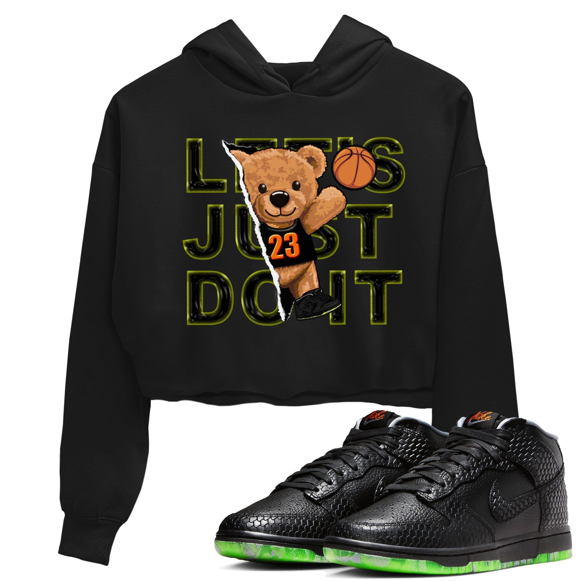 Nike Dunk Halloween shirt to match jordans Rip Out Bear sneaker tees Nike Dunk Mid Halloween Drip Gear Zone Sneaker Matching Clothing Brand Black 1 Crop T-Shirt