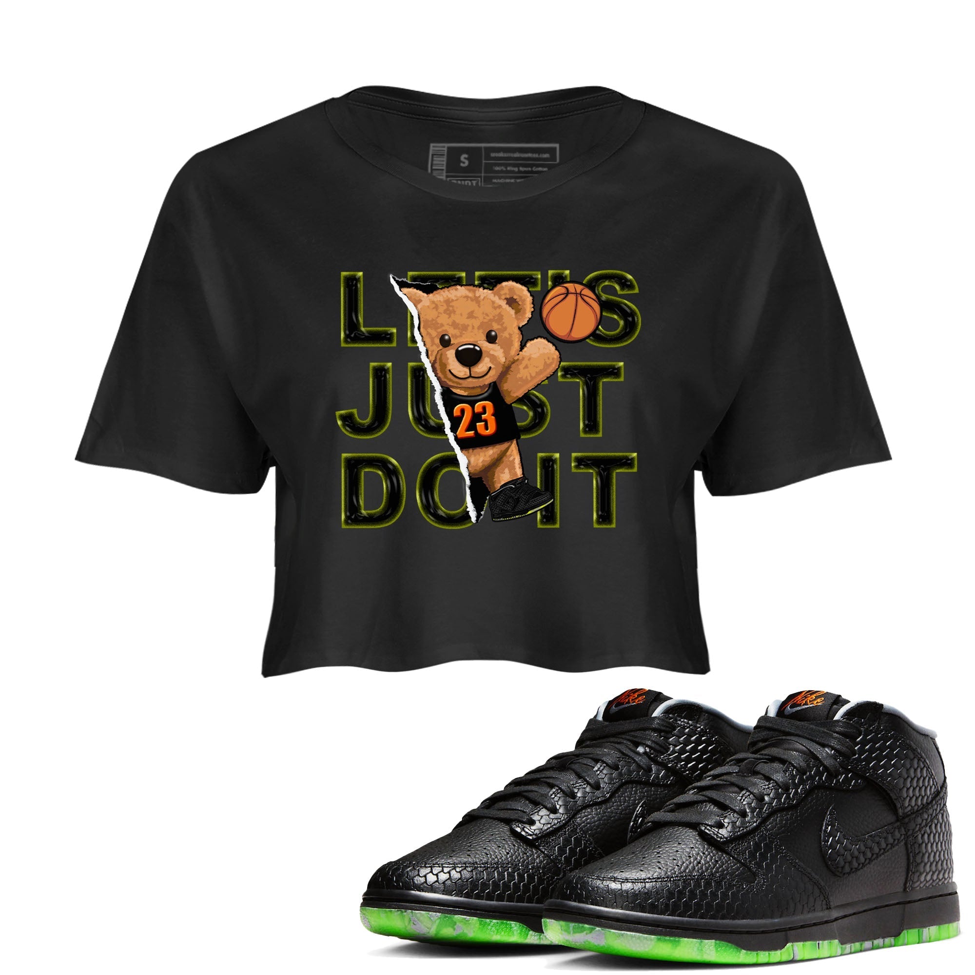 Nike Dunk Halloween shirt to match jordans Rip Out Bear sneaker tees Nike Dunk Mid Halloween Drip Gear Zone Sneaker Matching Clothing Brand Black 1 Crop T-Shirt