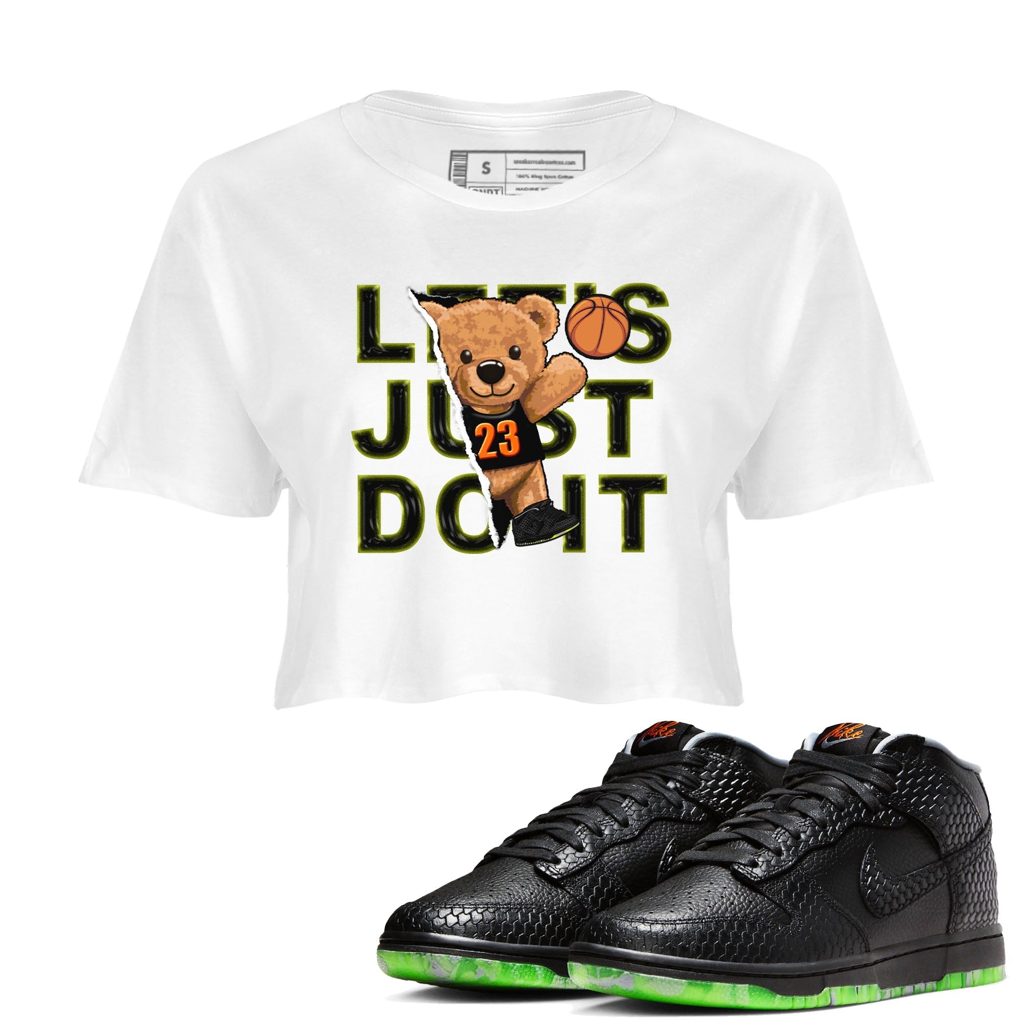 Nike Dunk Halloween shirt to match jordans Rip Out Bear sneaker tees Nike Dunk Mid Halloween Drip Gear Zone Sneaker Matching Clothing Brand White 1 Crop T-Shirt