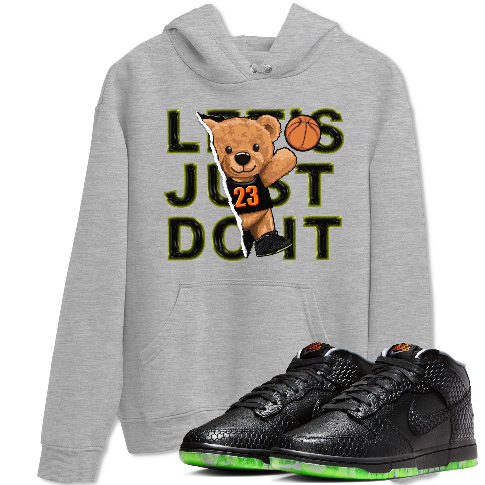 Nike Dunk Halloween shirt to match jordans Rip Out Bear sneaker tees Nike Dunk Mid Halloween Drip Gear Zone Sneaker Matching Clothing Brand Unisex Sneaker Tee Heather Grey 1 T-Shirt