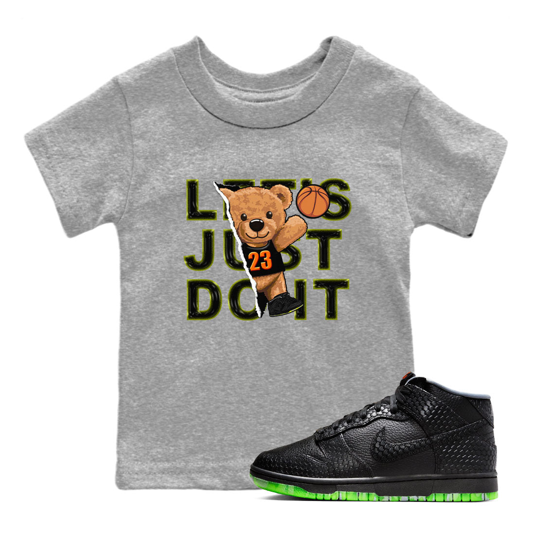 Nike Dunk Halloween shirt to match jordans Rip Out Bear sneaker tees Nike Dunk Mid Halloween Drip Gear Zone Sneaker Matching Clothing Brand Baby Toddler Heather Grey 1 T-Shirt