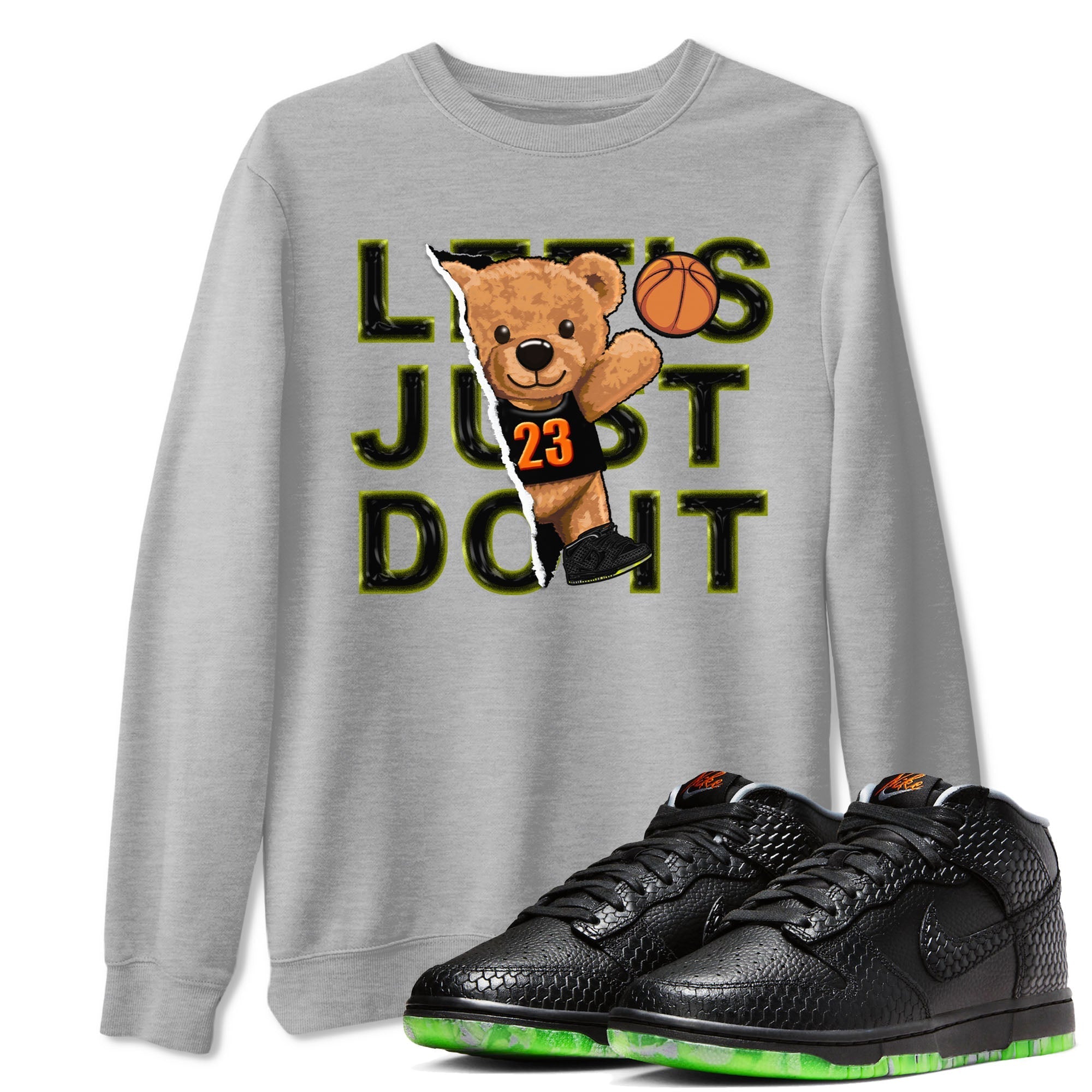 Nike Dunk Halloween shirt to match jordans Rip Out Bear sneaker tees Nike Dunk Mid Halloween Drip Gear Zone Sneaker Matching Clothing Brand Unisex Sneaker Tee Heather Grey 1 T-Shirt
