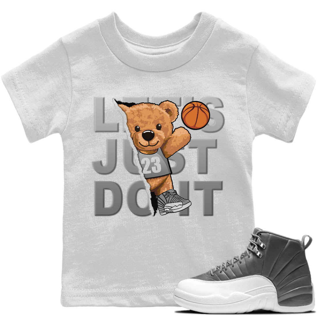 Jordan 12 Stealth Sneaker Matching T-Shirt Rip Out Bear Sneaker Tees Jordan 12 Stealth Sneaker Release Tees Kids Shirts