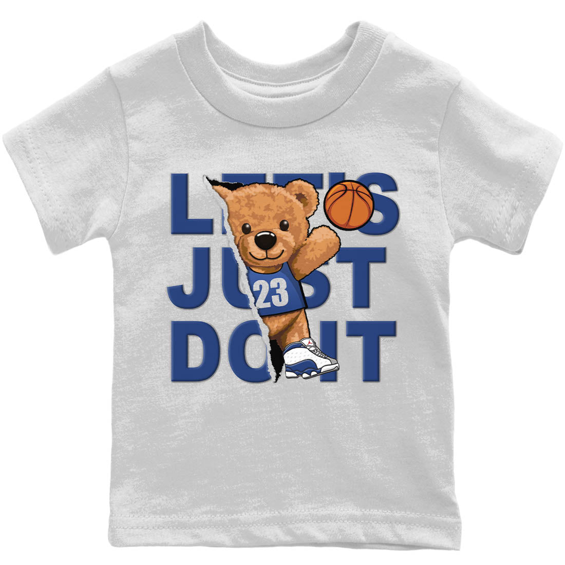 Jordan 13 French Blue Sneaker Matching T-Shirt Rip Out Bear Sneaker Tees Jordan 13 French Blue Sneaker Release Tees Kids Shirts