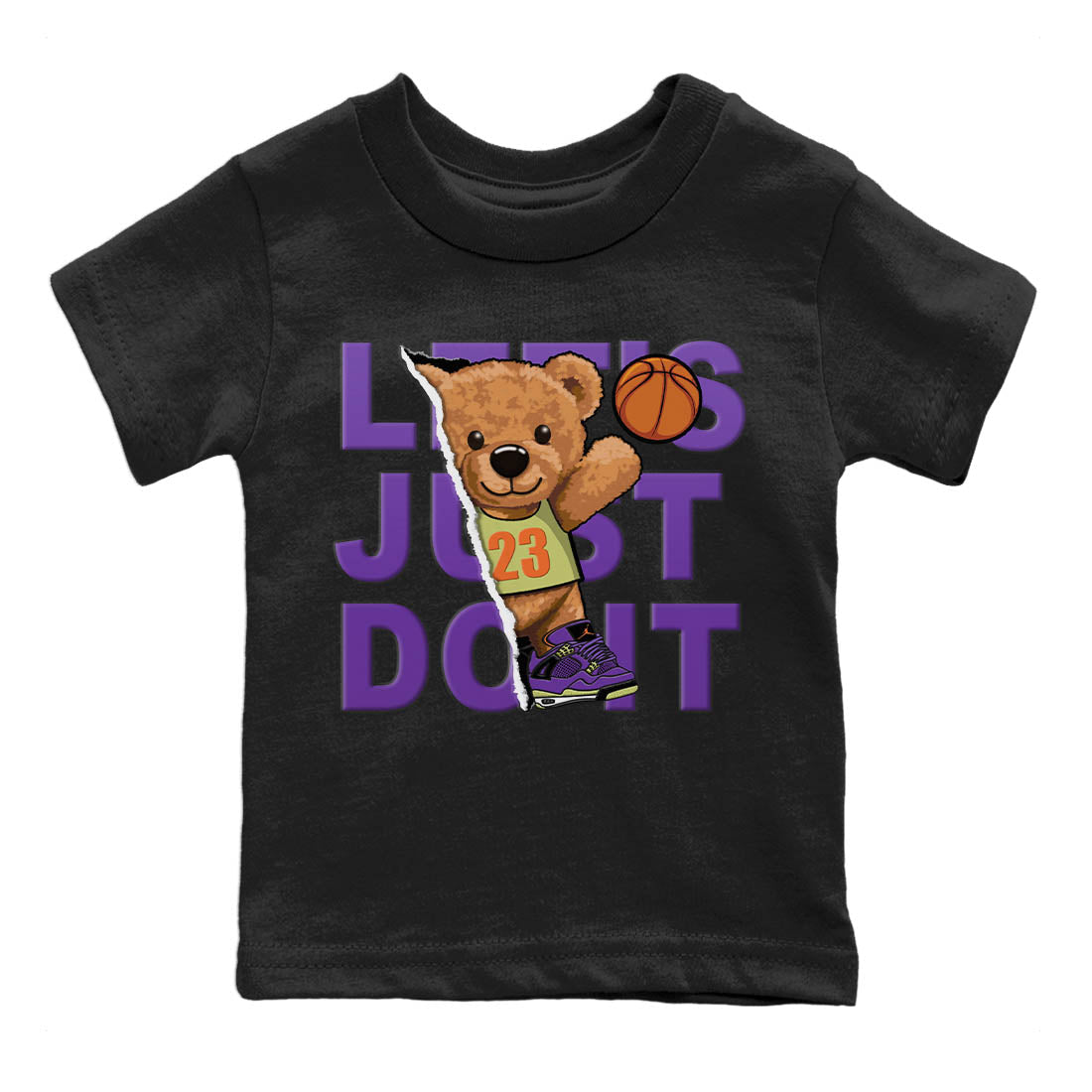 Jordan 4 Canyon Purple Sneaker Matching T-Shirt Rip Out Bear Sneaker Tees Jordan 4 Canyon Purple Sneaker Release Tees Kids Shirts