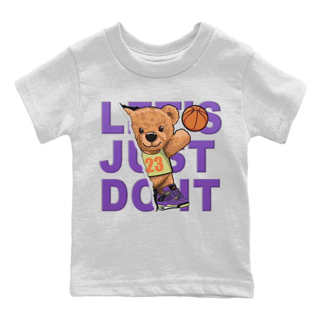 Jordan 4 Canyon Purple Sneaker Matching T-Shirt Rip Out Bear Sneaker Tees Jordan 4 Canyon Purple Sneaker Release Tees Kids Shirts
