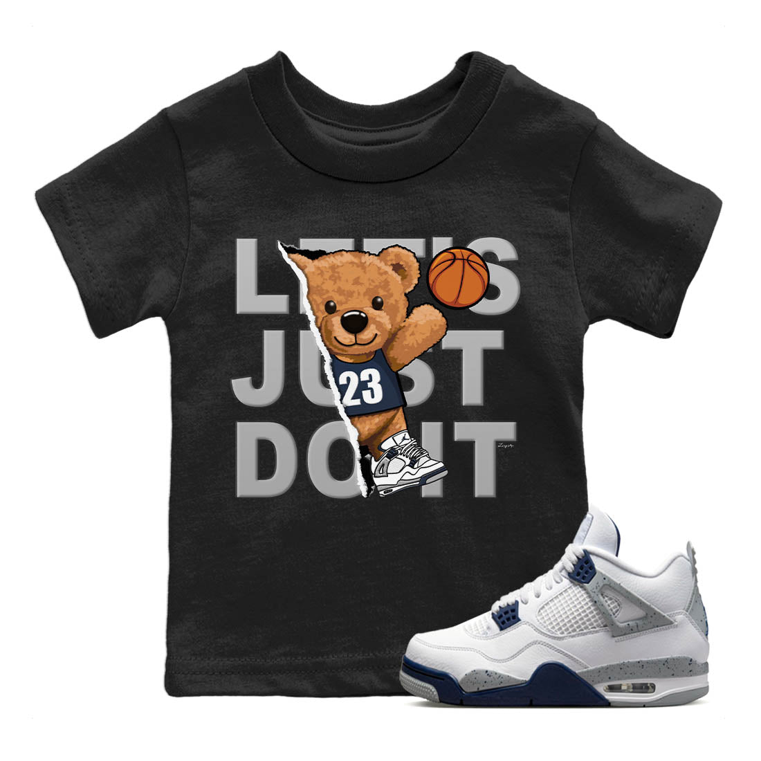 Jordan 4 Midnight Navy Sneaker Matching T-Shirt Rip Out Bear Sneaker Tees Jordan 4 Midnight Navy Sneaker Release Tees Kids Shirts