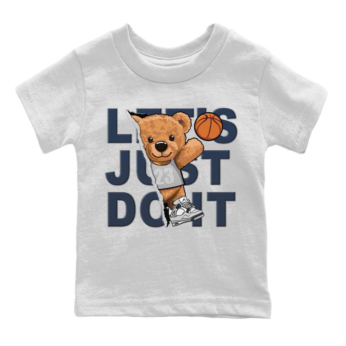 Jordan 4 Midnight Navy Sneaker Matching T-Shirt Rip Out Bear Sneaker Tees Jordan 4 Midnight Navy Sneaker Release Tees Kids Shirts