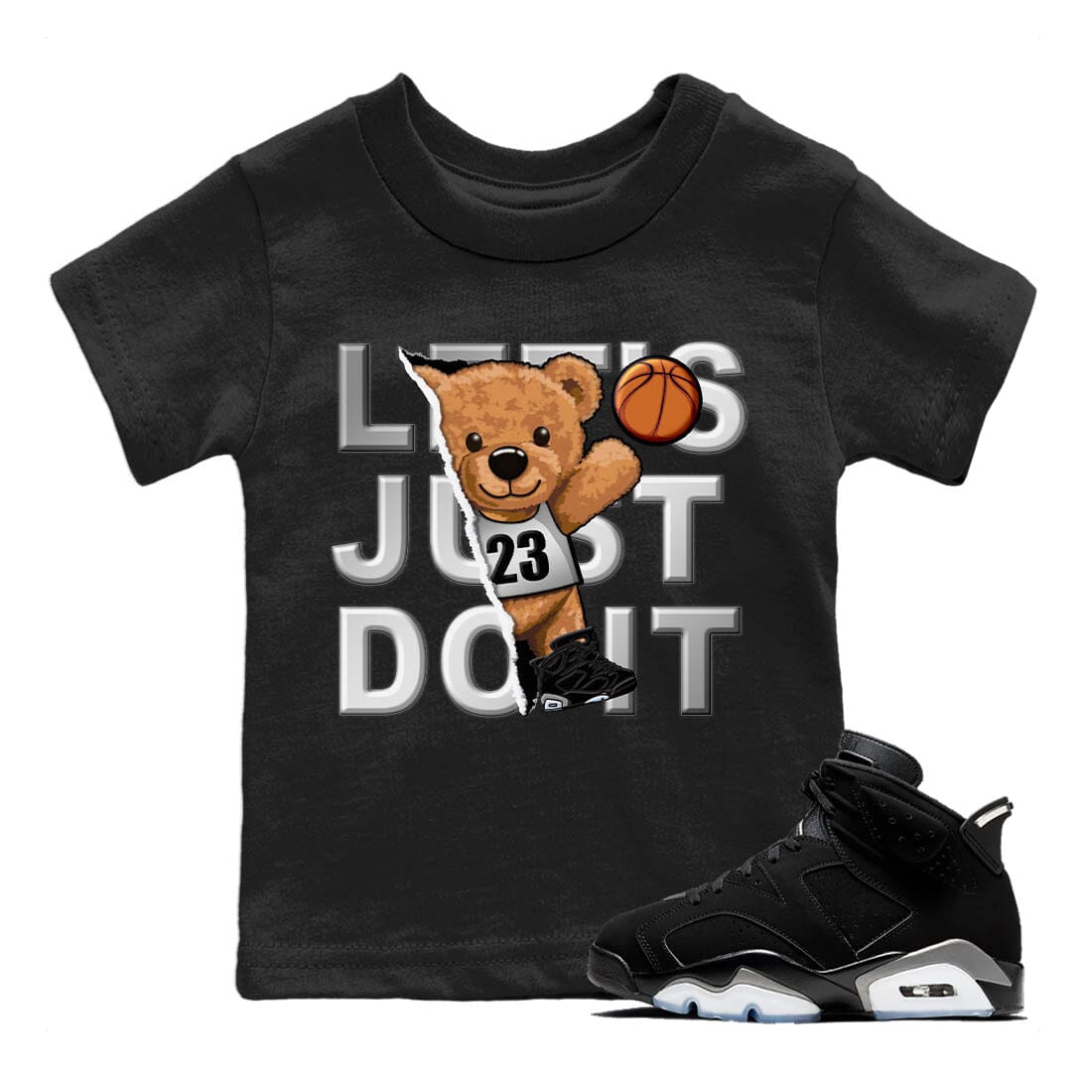 Jordan 6 Chrome Sneaker Matching T-Shirt Rip Out bear Sneaker Tees Jordan 6 Chrome Sneaker Release Tees Kids Shirts
