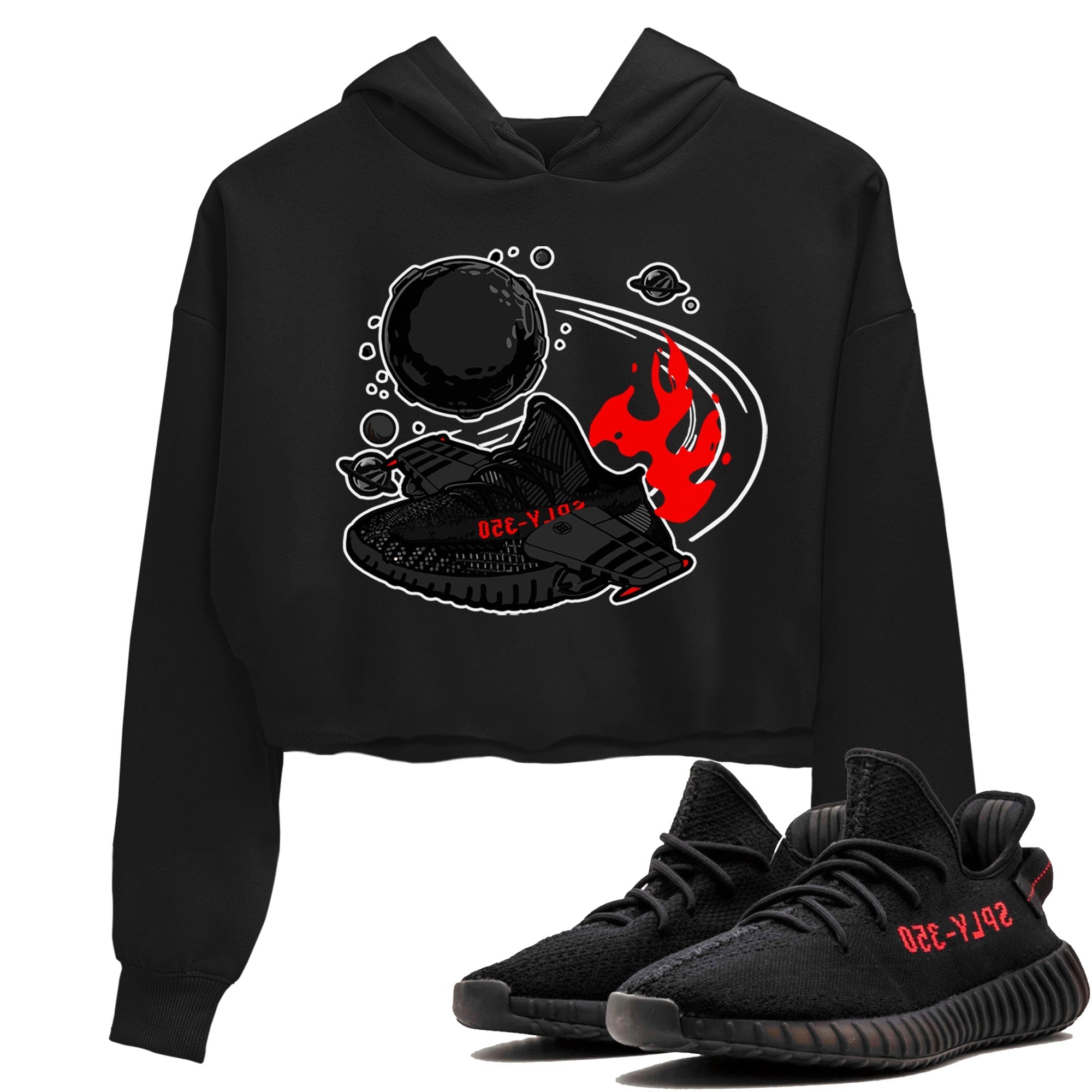 Adidas Yeezy Boost 350 Bred shirt to match sneakers Rocket Boost Streetwear Sneaker Shirt Yeezy 350 Bred Drip Gear Zone Sneaker Matching Clothing Black 1 Crop T-Shirt