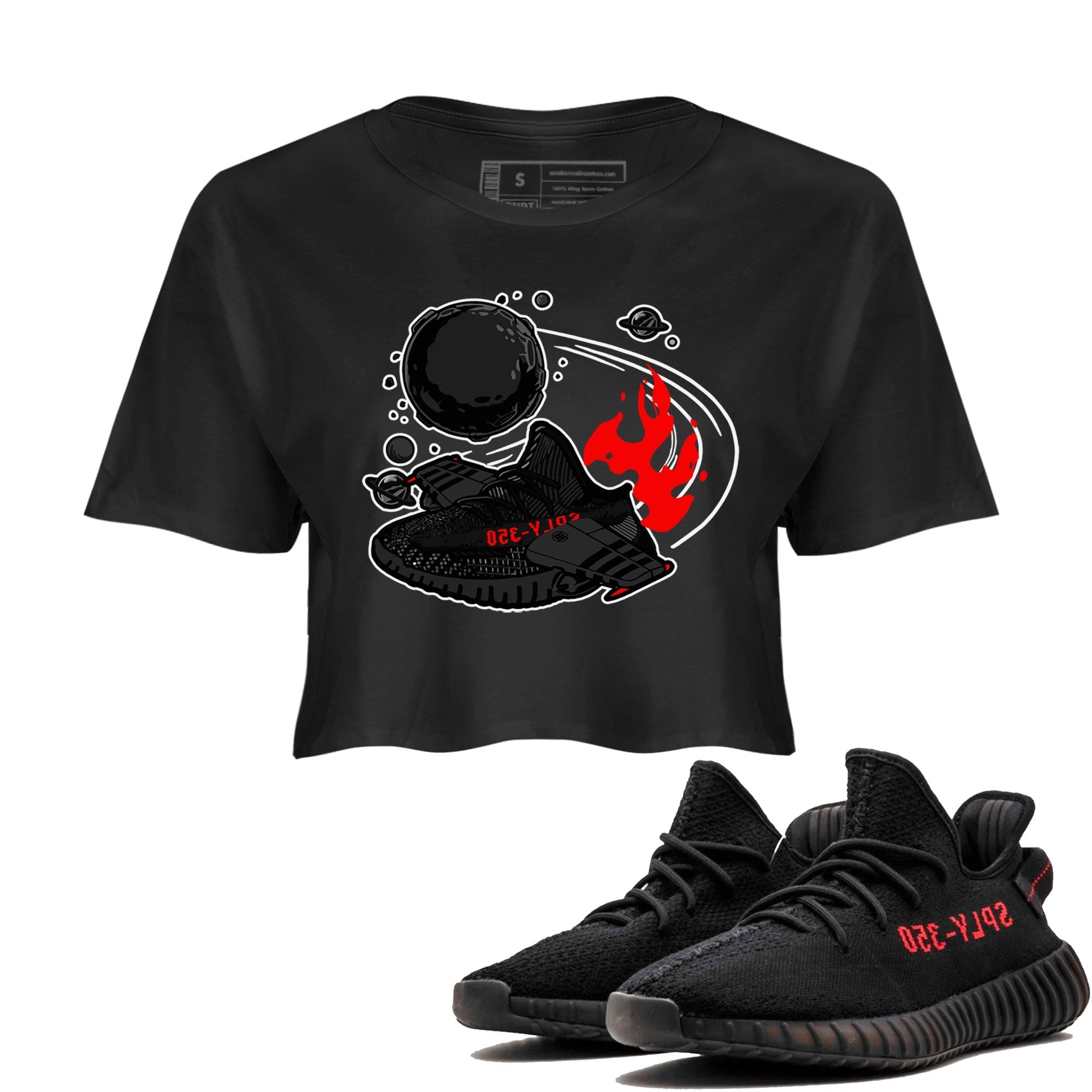 Adidas Yeezy Boost 350 Bred shirt to match sneakers Rocket Boost Streetwear Sneaker Shirt Yeezy 350 Bred Drip Gear Zone Sneaker Matching Clothing Black 1 Crop T-Shirt