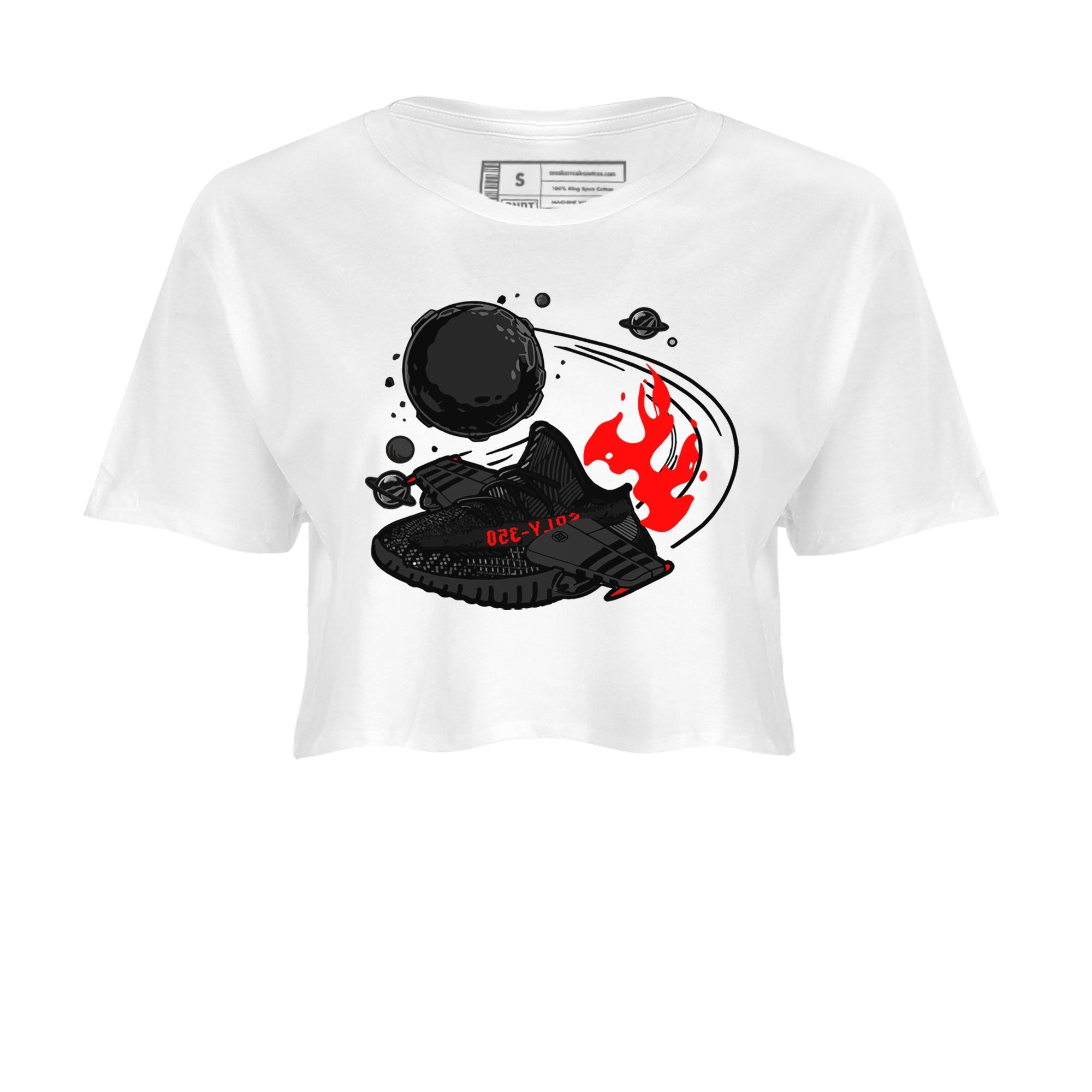 Adidas Yeezy Boost 350 Bred shirt to match sneakers Rocket Boost Streetwear Sneaker Shirt Yeezy 350 Bred Drip Gear Zone Sneaker Matching Clothing White 2 Crop T-Shirt