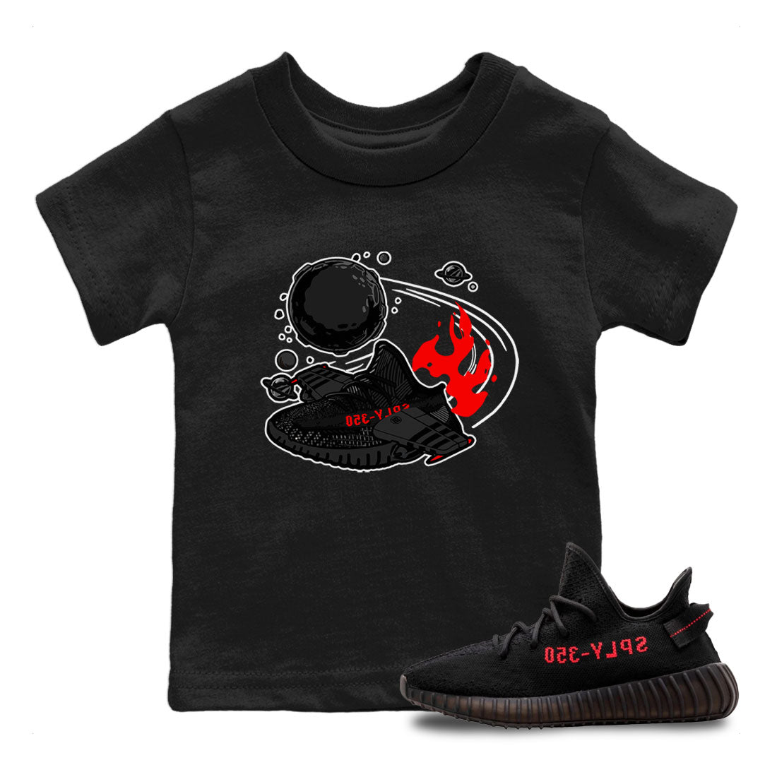 Adidas Yeezy Boost 350 Bred shirt to match sneakers Rocket Boost Streetwear Sneaker Shirt Yeezy 350 Bred Drip Gear Zone Sneaker Matching Clothing Baby Toddler Black 1 T-Shirt