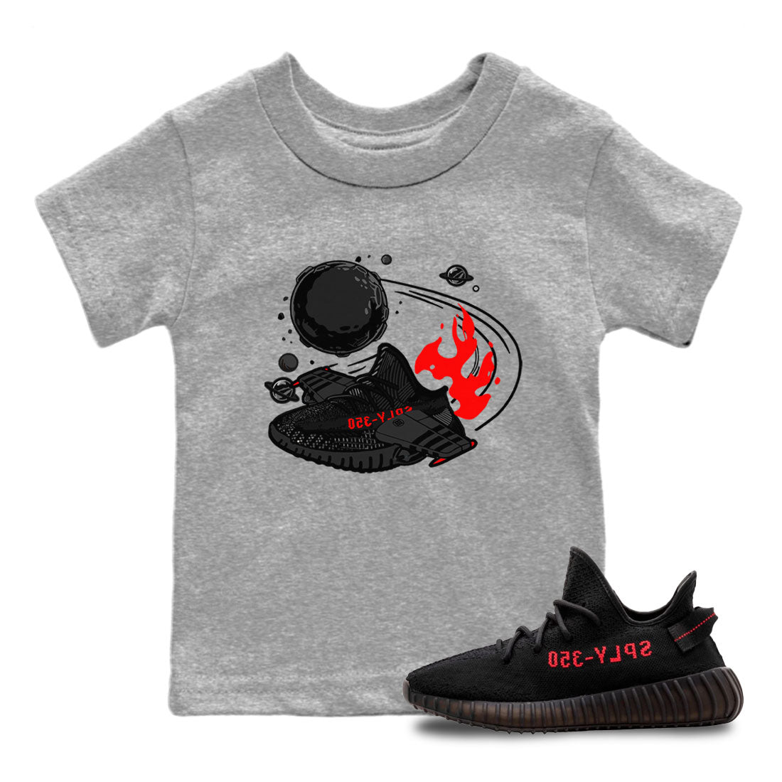Adidas Yeezy Boost 350 Bred shirt to match sneakers Rocket Boost Streetwear Sneaker Shirt Yeezy 350 Bred Drip Gear Zone Sneaker Matching Clothing Baby Toddler Heather Grey 1 T-Shirt