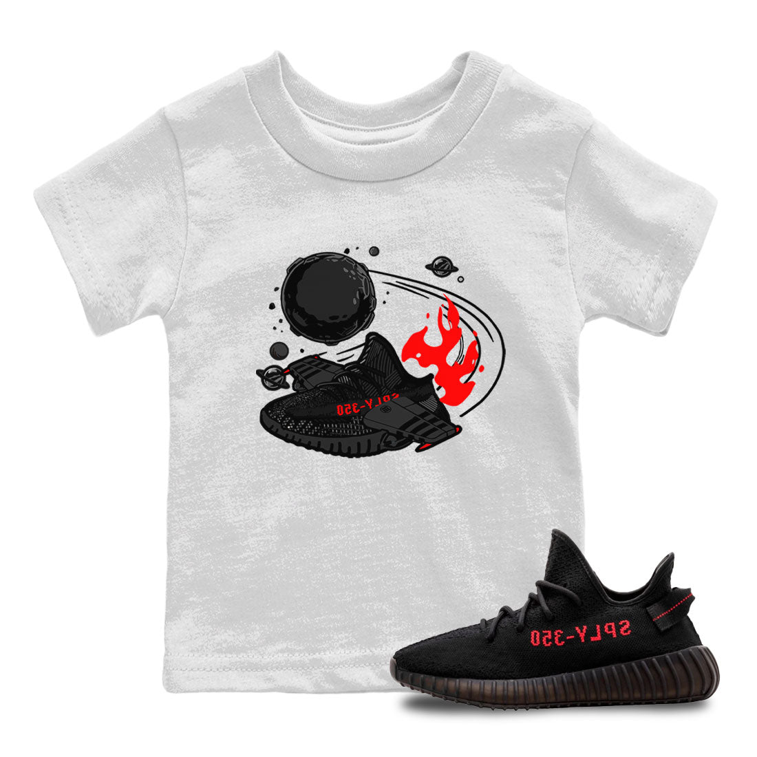 Adidas Yeezy Boost 350 Bred shirt to match sneakers Rocket Boost Streetwear Sneaker Shirt Yeezy 350 Bred Drip Gear Zone Sneaker Matching Clothing Baby Toddler White 1 T-Shirt