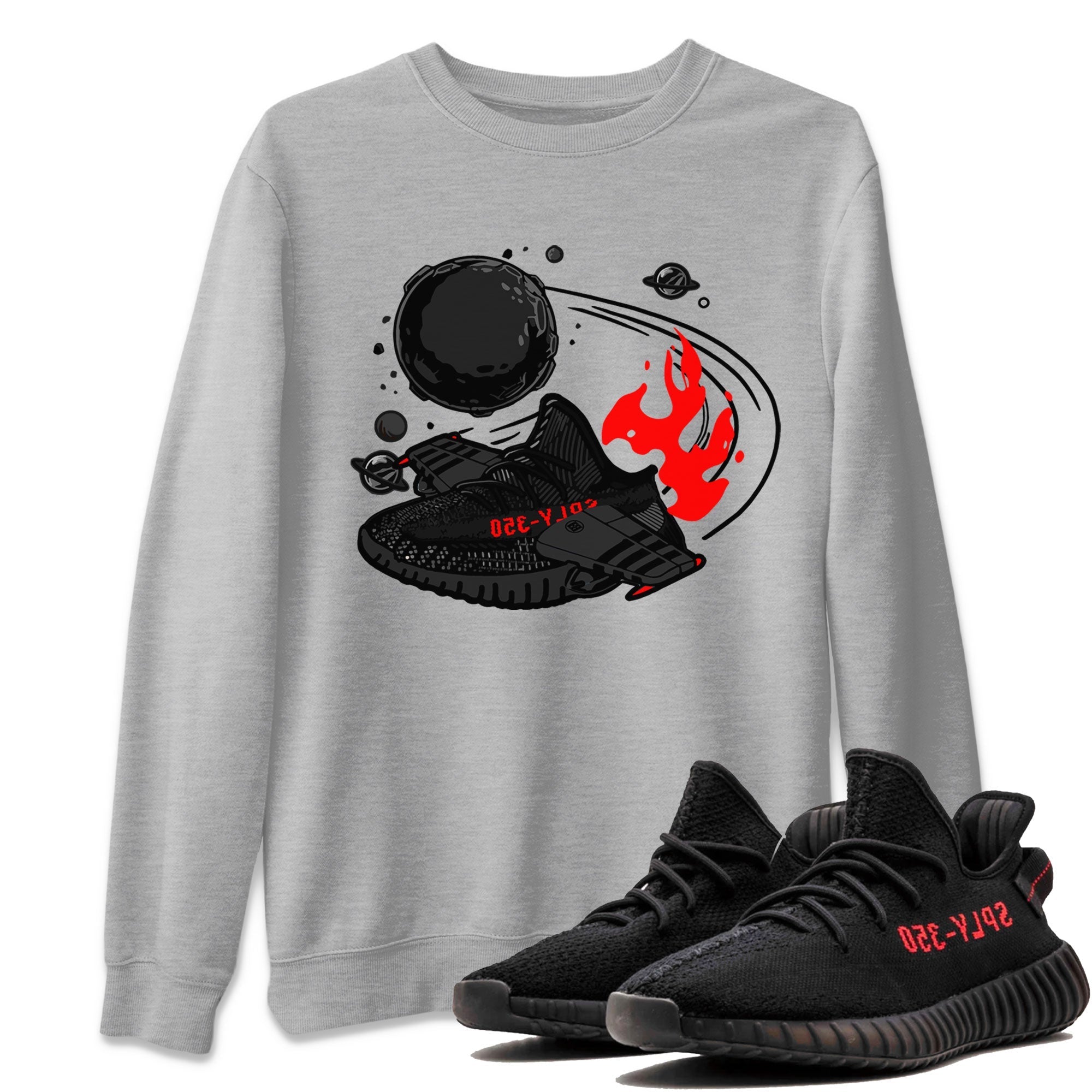 Adidas Yeezy Boost 350 Bred shirt to match sneakers Rocket Boost Streetwear Sneaker Shirt Yeezy 350 Bred Drip Gear Zone Sneaker Matching Clothing Unisex Heather Grey 1 T-Shirt