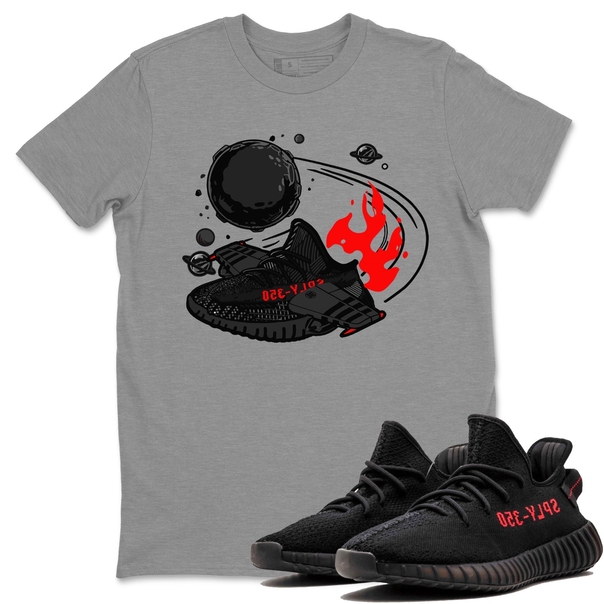 Adidas Yeezy Boost 350 Bred shirt to match sneakers Rocket Boost Streetwear Sneaker Shirt Yeezy 350 Bred Drip Gear Zone Sneaker Matching Clothing Unisex Heather Grey 1 T-Shirt