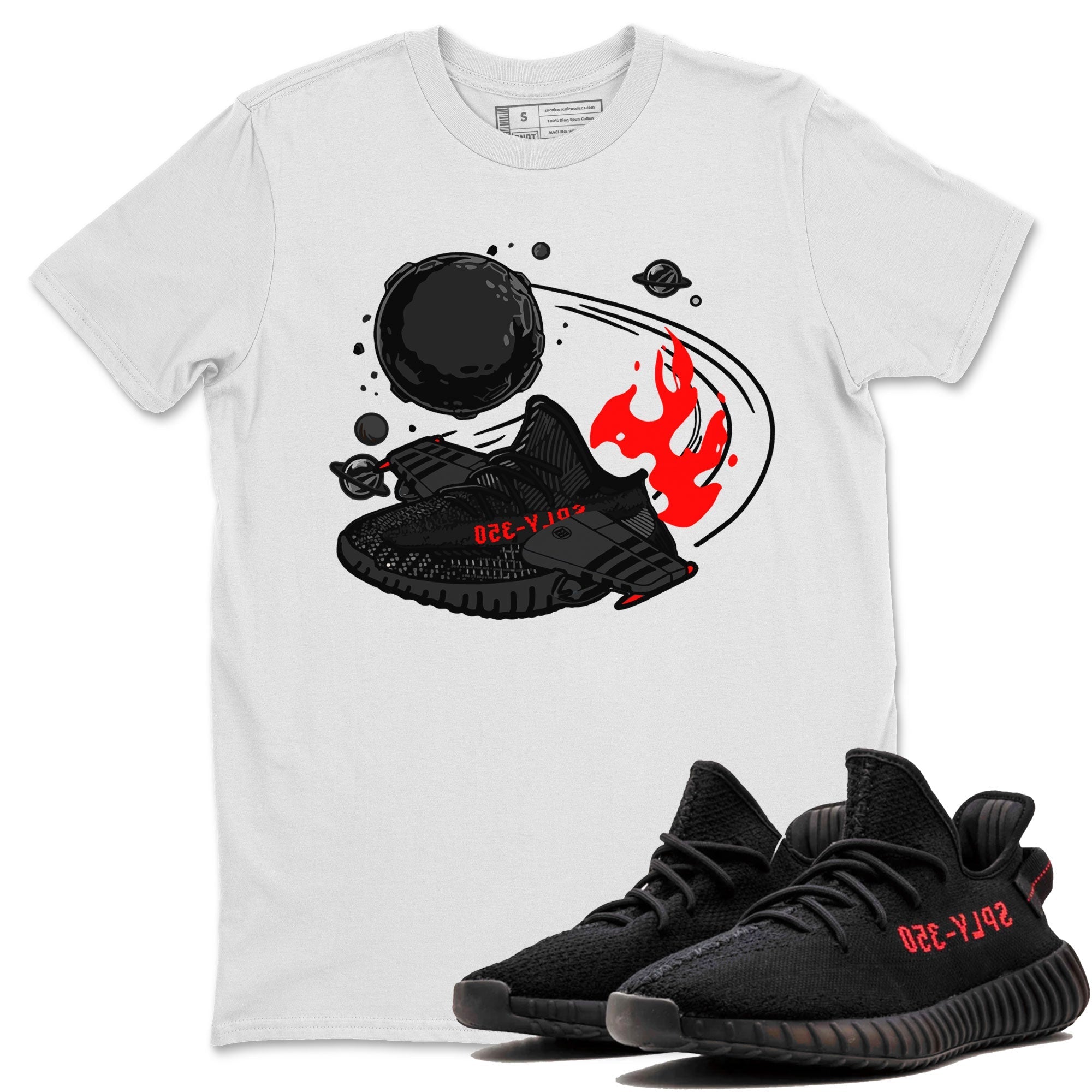 Adidas Yeezy Boost 350 Bred shirt to match sneakers Rocket Boost Streetwear Sneaker Shirt Yeezy 350 Bred Drip Gear Zone Sneaker Matching Clothing Unisex White 1 T-Shirt