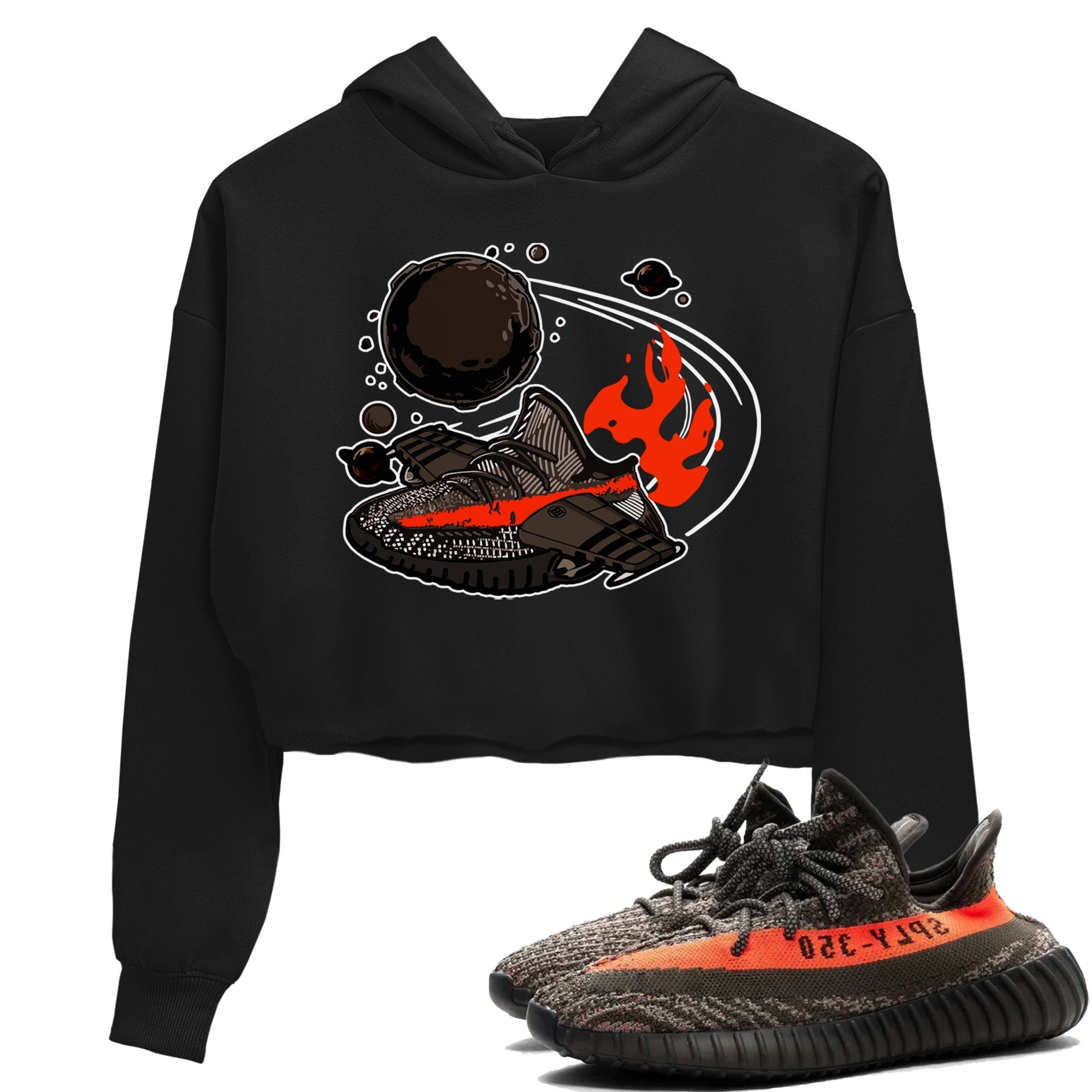 Yeezy 350 Carbon Beluga shirt to match sneakers Rocket Boost Streetwear Sneaker Shirt Yeezy Boost 350 V2 Carbon Beluga Drip Gear Zone Sneaker Matching Clothing Black 1 Crop T-Shirt