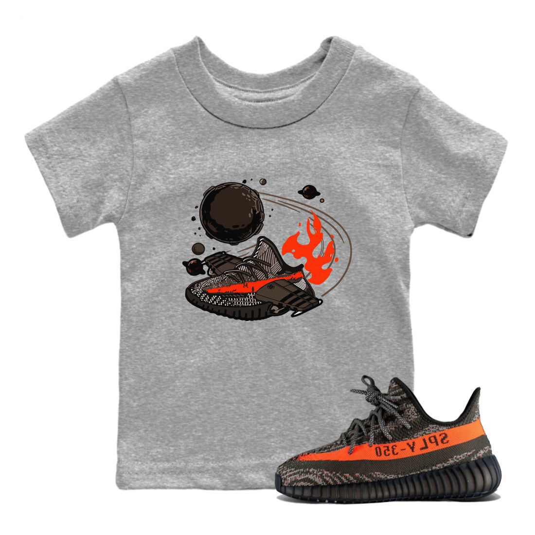 Yeezy 350 Carbon Beluga shirt to match sneakers Rocket Boost Streetwear Sneaker Shirt Yeezy Boost 350 V2 Carbon Beluga Drip Gear Zone Sneaker Matching Clothing Baby Toddler Heather Grey 1 T-Shirt