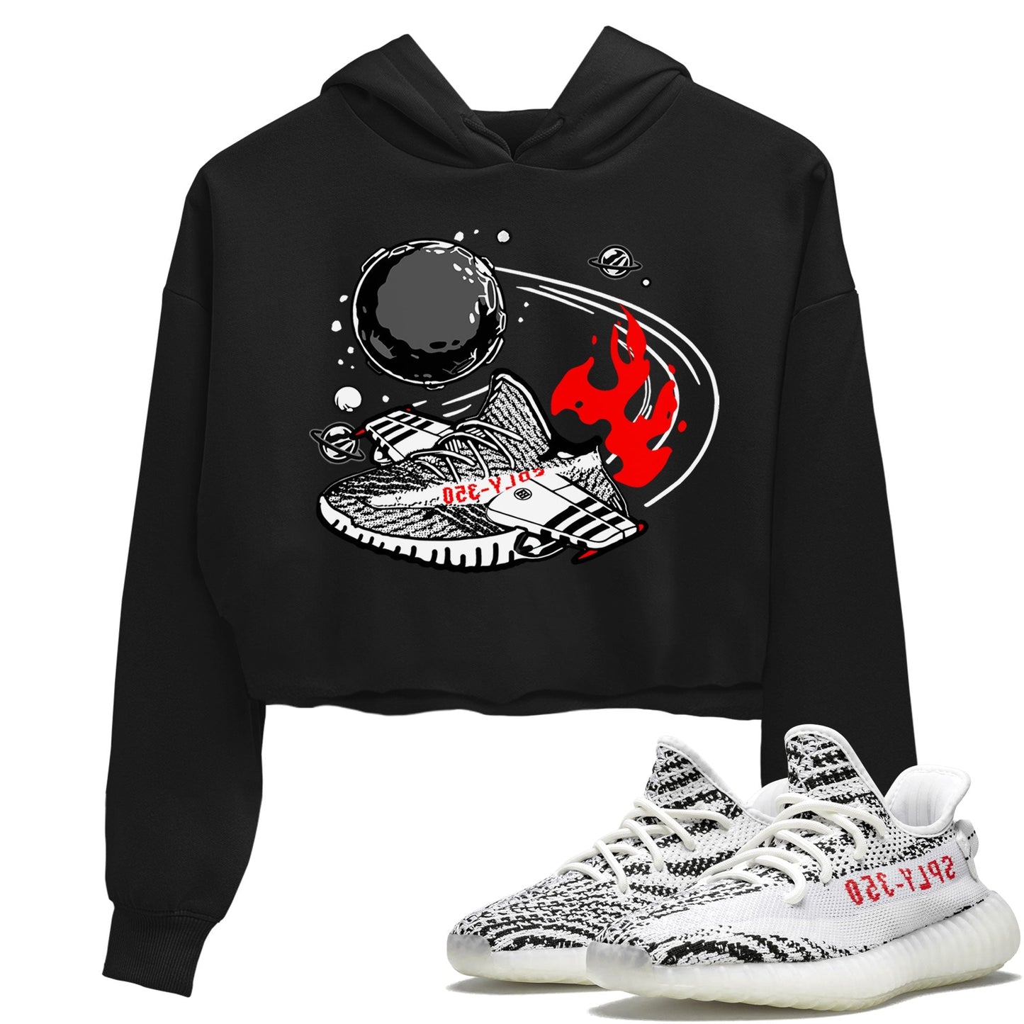 Yeezy 350 Zebra shirt to match Yeezys Rocket Boost Streetwear Sneaker Shirt Yeezy Boost 350 V2 Zebra Drip Gear Zone Sneaker Matching Clothing Black 1 Crop T-Shirt