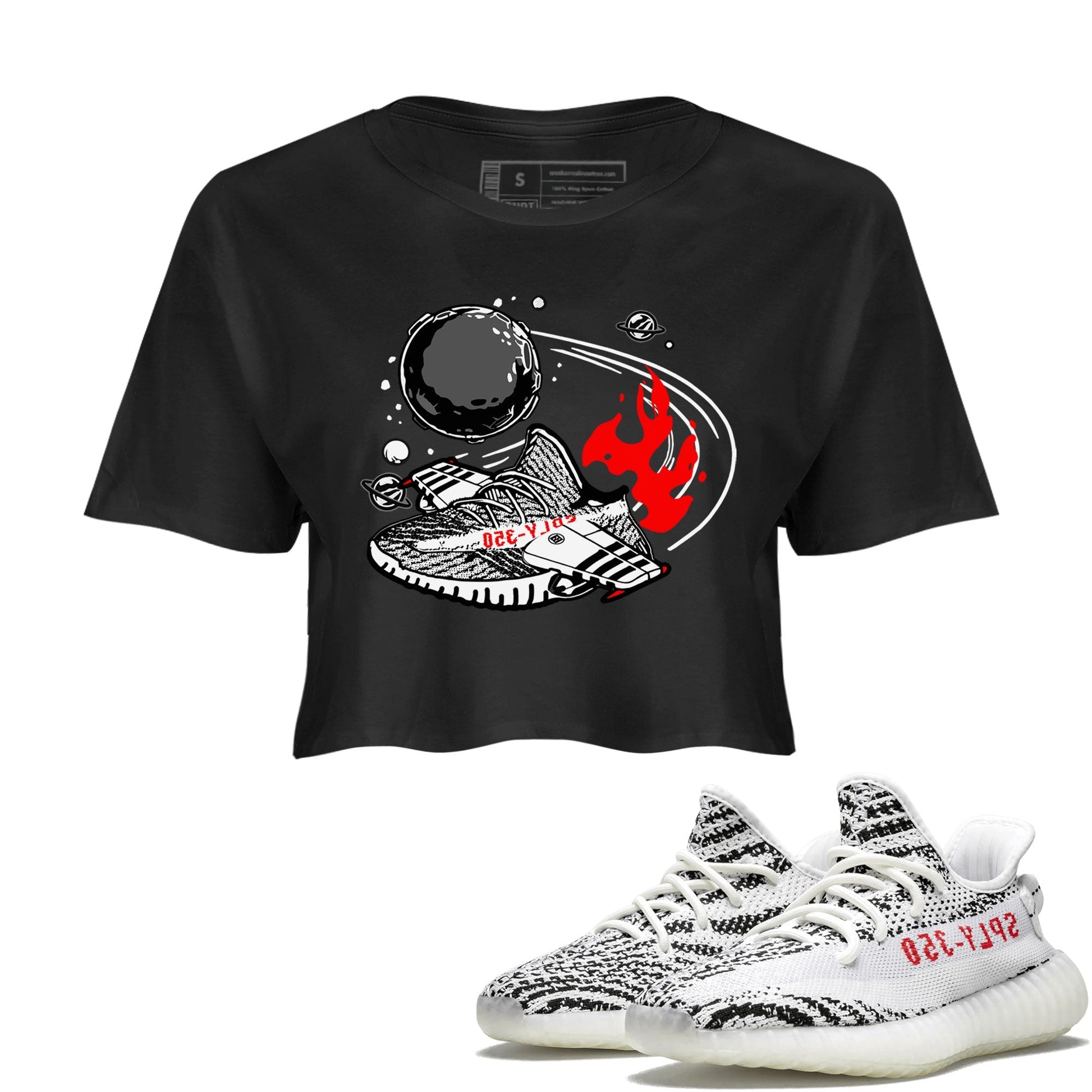 Yeezy 350 Zebra shirt to match Yeezys Rocket Boost Streetwear Sneaker Shirt Yeezy Boost 350 V2 Zebra Drip Gear Zone Sneaker Matching Clothing Black 1 Crop T-Shirt