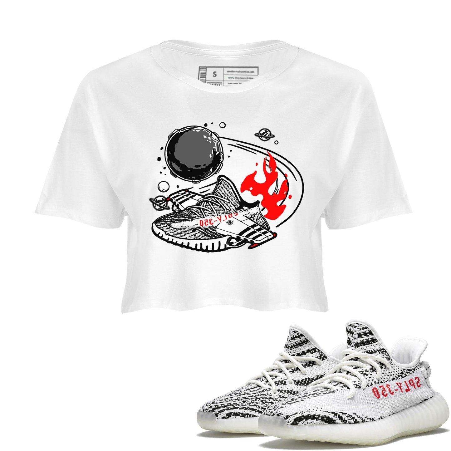 Yeezy 350 Zebra shirt to match Yeezys Rocket Boost Streetwear Sneaker Shirt Yeezy Boost 350 V2 Zebra Drip Gear Zone Sneaker Matching Clothing White 1 Crop T-Shirt