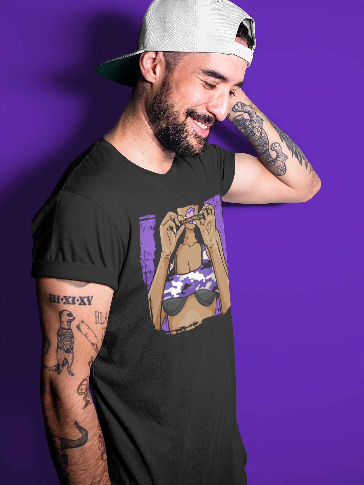 Jordan 1 Court Purple Sneaker Matching T-Shirt Roll Up Sneaker Tees Jordan 1 Court Purple Sneaker Release Tees Crew Neck Tees
