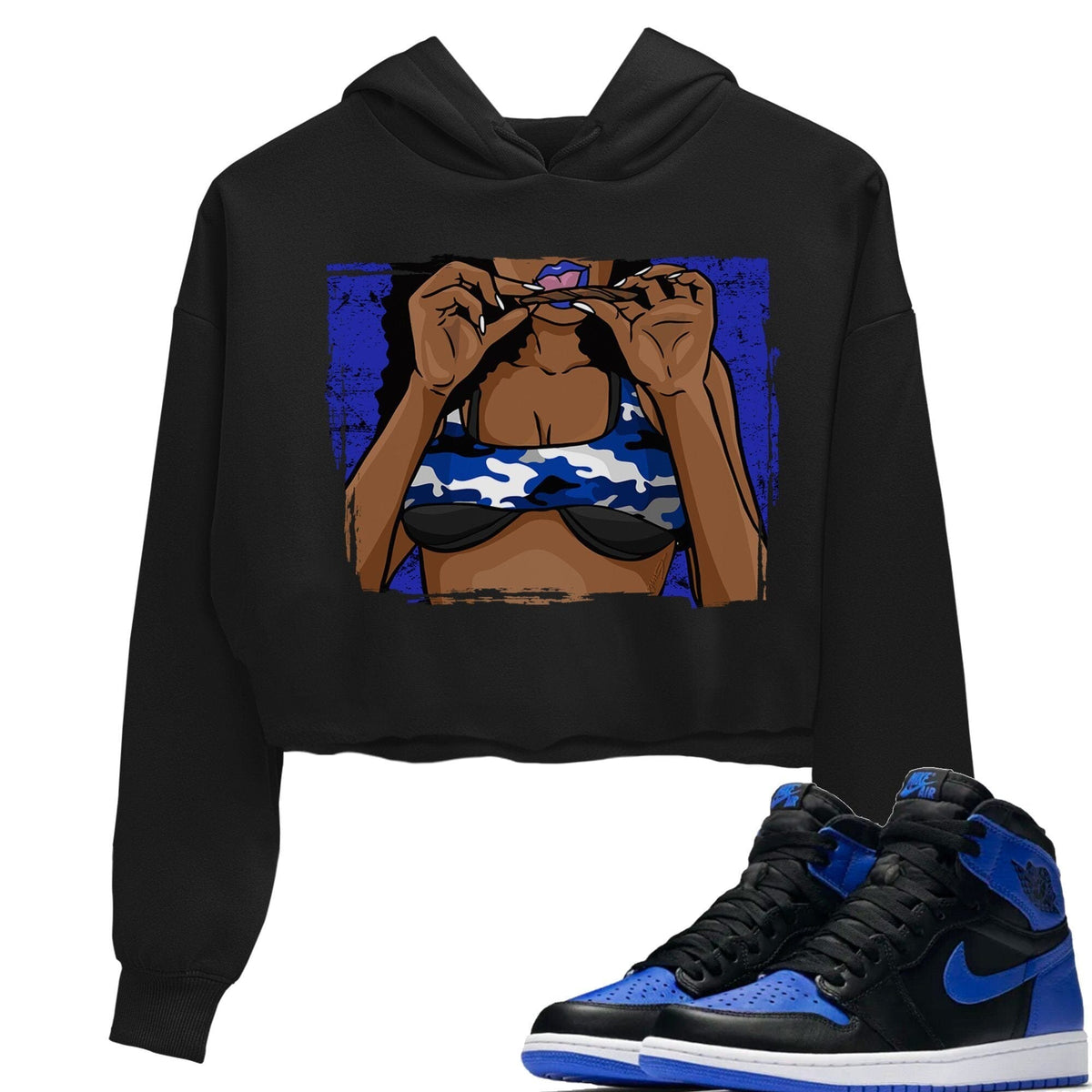 Jordan 1 Royal Black Sneaker Matching T-Shirt Roll Up Sneaker Tees Jordan 1 Royal Black Sneaker Release Tees Women's Shirts