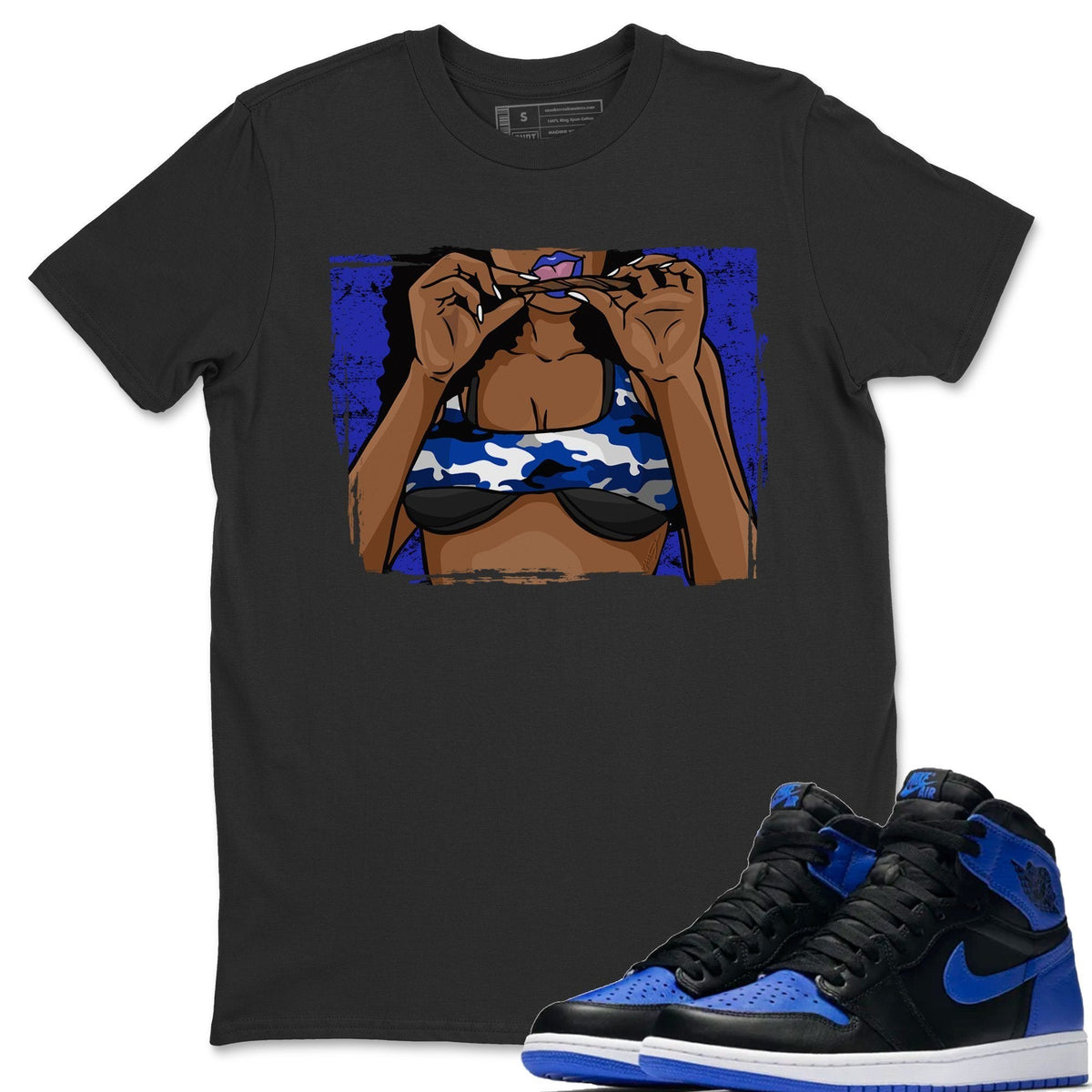 Jordan 1 Royal Black Shirt To Match Jordans Roll Up Sneaker Tees Jordan 1 Royal Black Drip Gear Zone Sneaker Matching Clothing Unisex Shirts