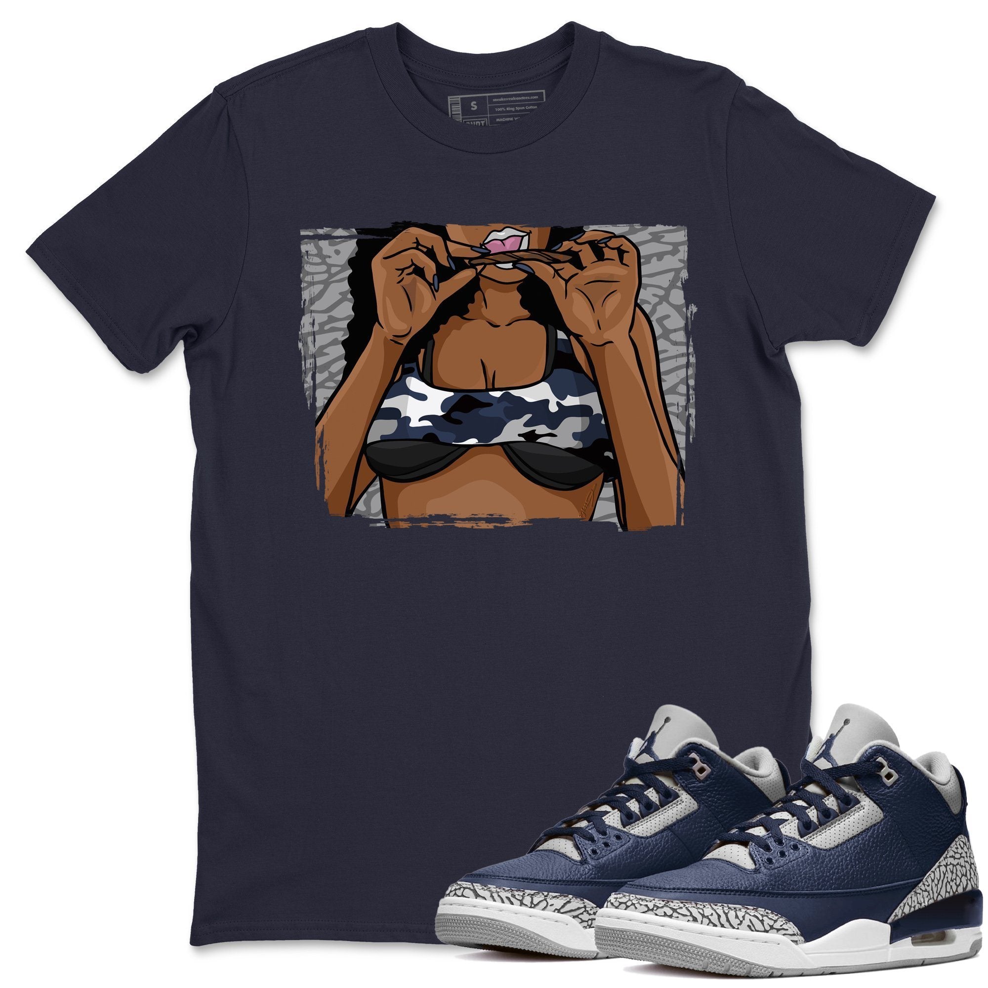 Jordan 3 Midnight Navy Shirt To Match Jordans Roll Up Sneaker Tees Jordan 3 Midnight Navy Drip Gear Zone Sneaker Matching Clothing Unisex Shirts